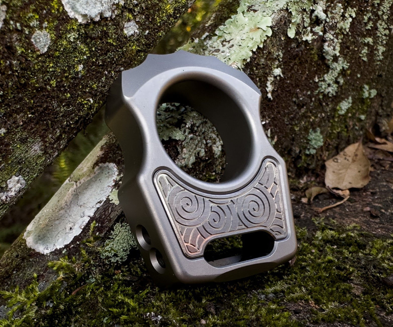 Titanium Sandblasted Japanese Pattern Inlay for Swampy Custom Keychains