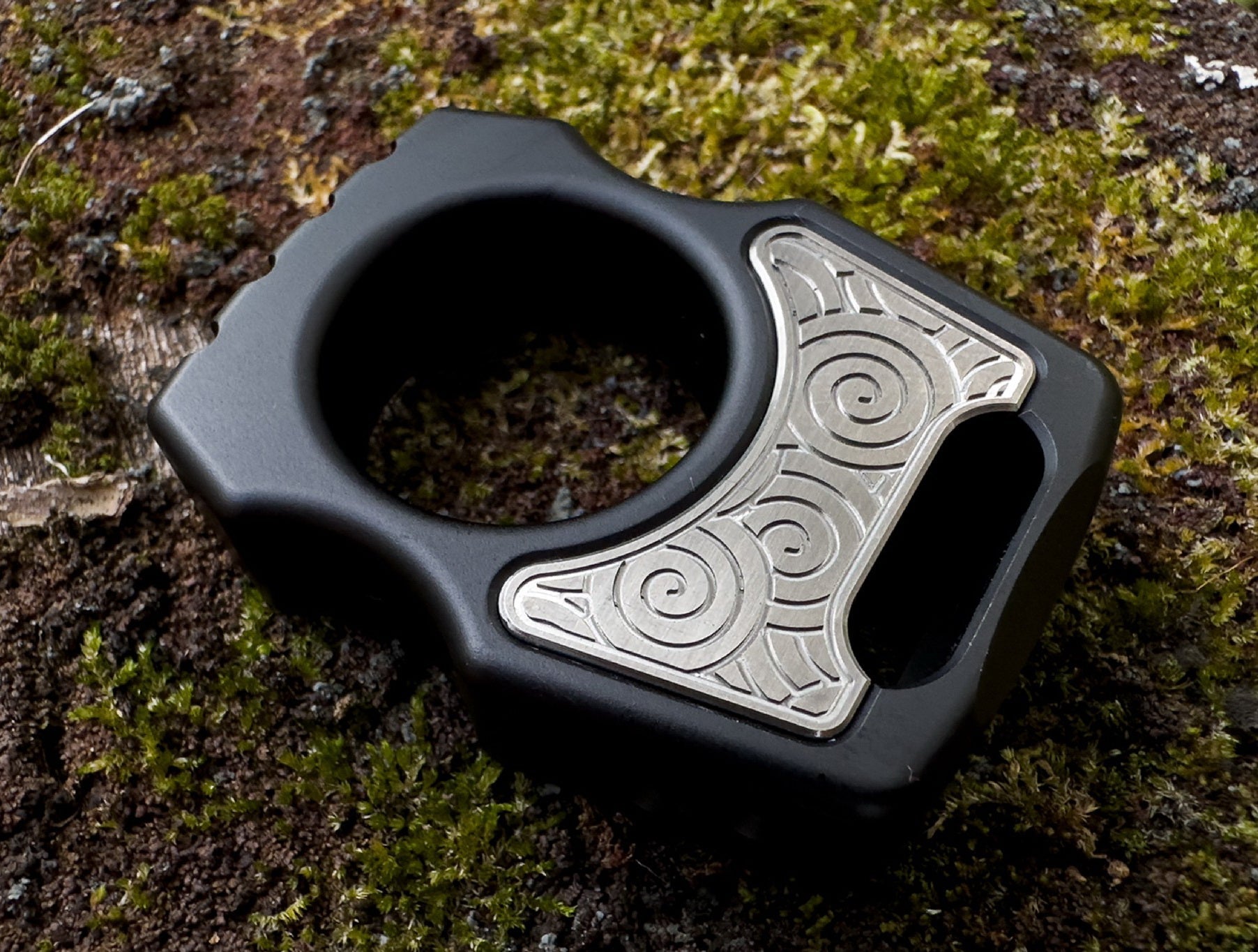 Titanium Sandblasted Japanese Pattern Inlay for Swampy Custom Keychains