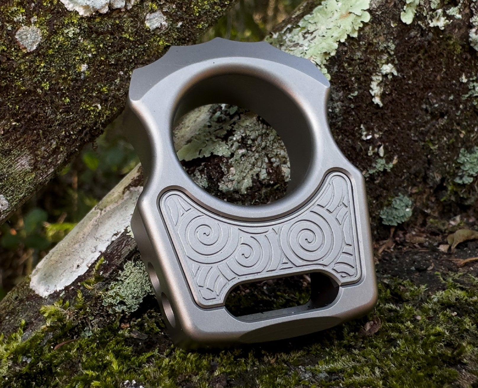 Titanium Sandblasted Japanese Pattern Inlay for Swampy Custom Keychains