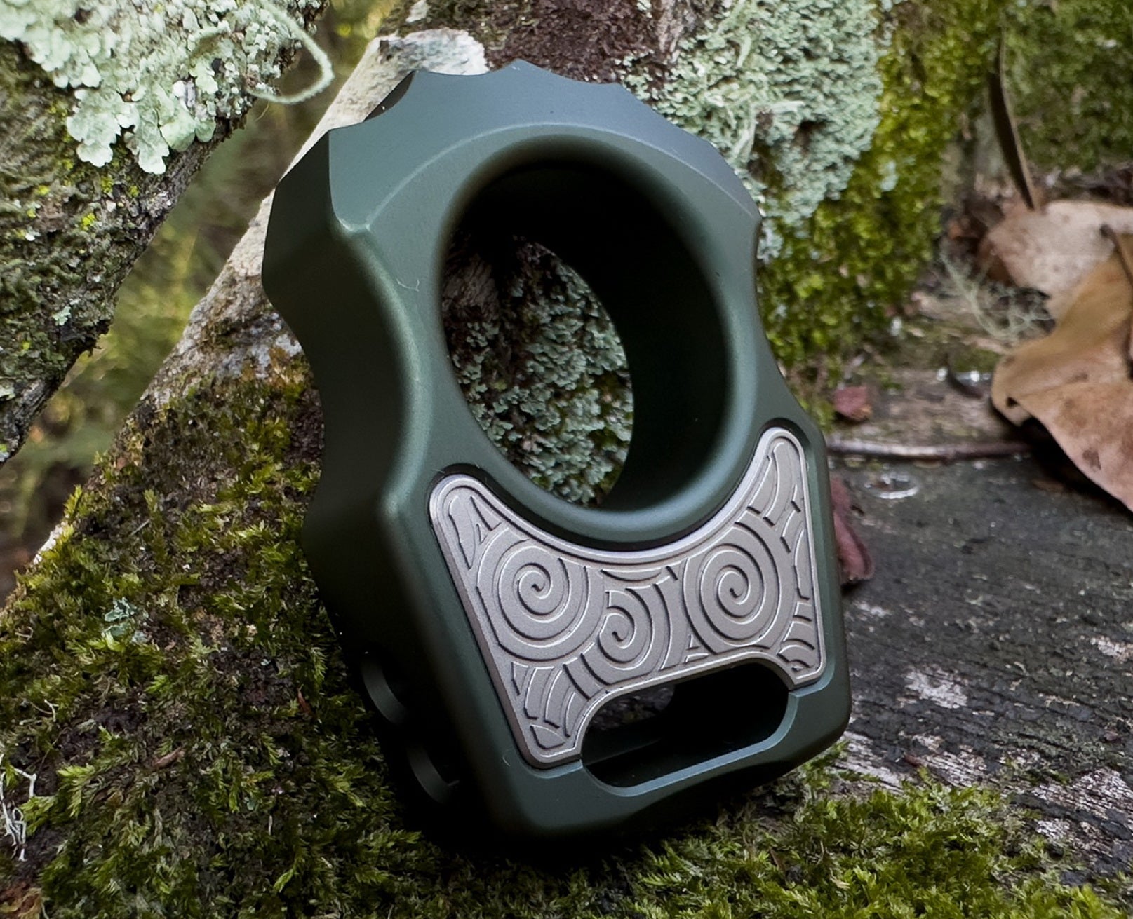 Titanium Sandblasted Japanese Pattern Inlay for Swampy Custom Keychains