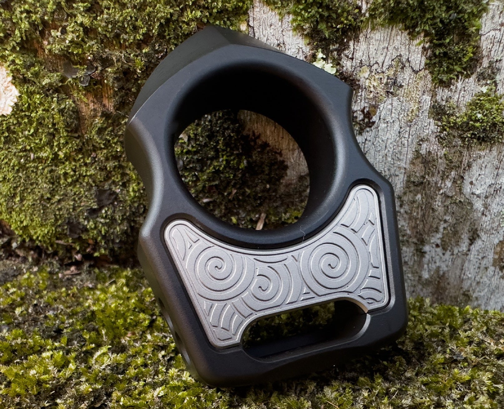 Titanium Sandblasted Japanese Pattern Inlay for Swampy Custom Keychains