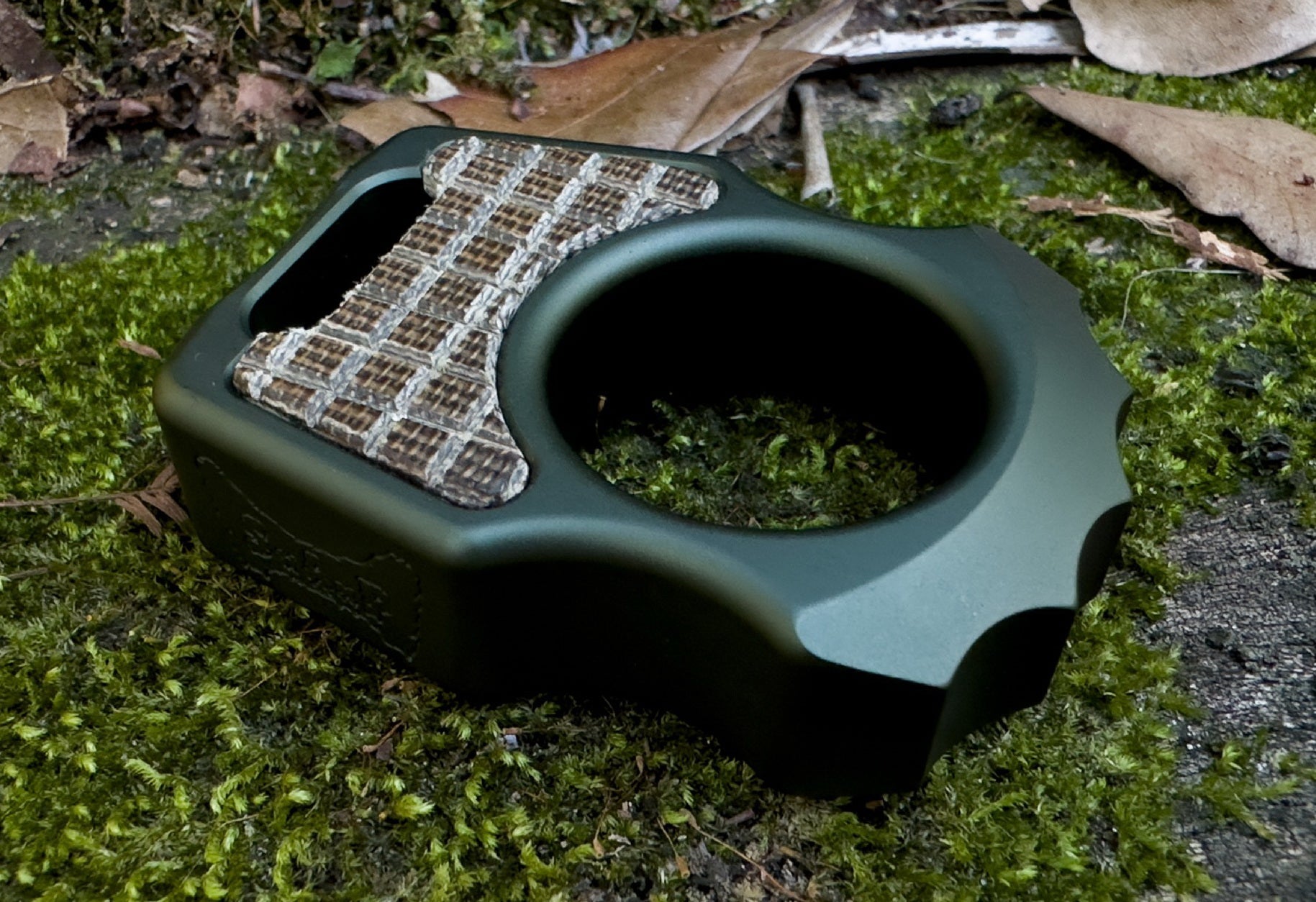 OD Green Canvas Micarta Frag Pattern Inlay for Swampy Custom Keychains