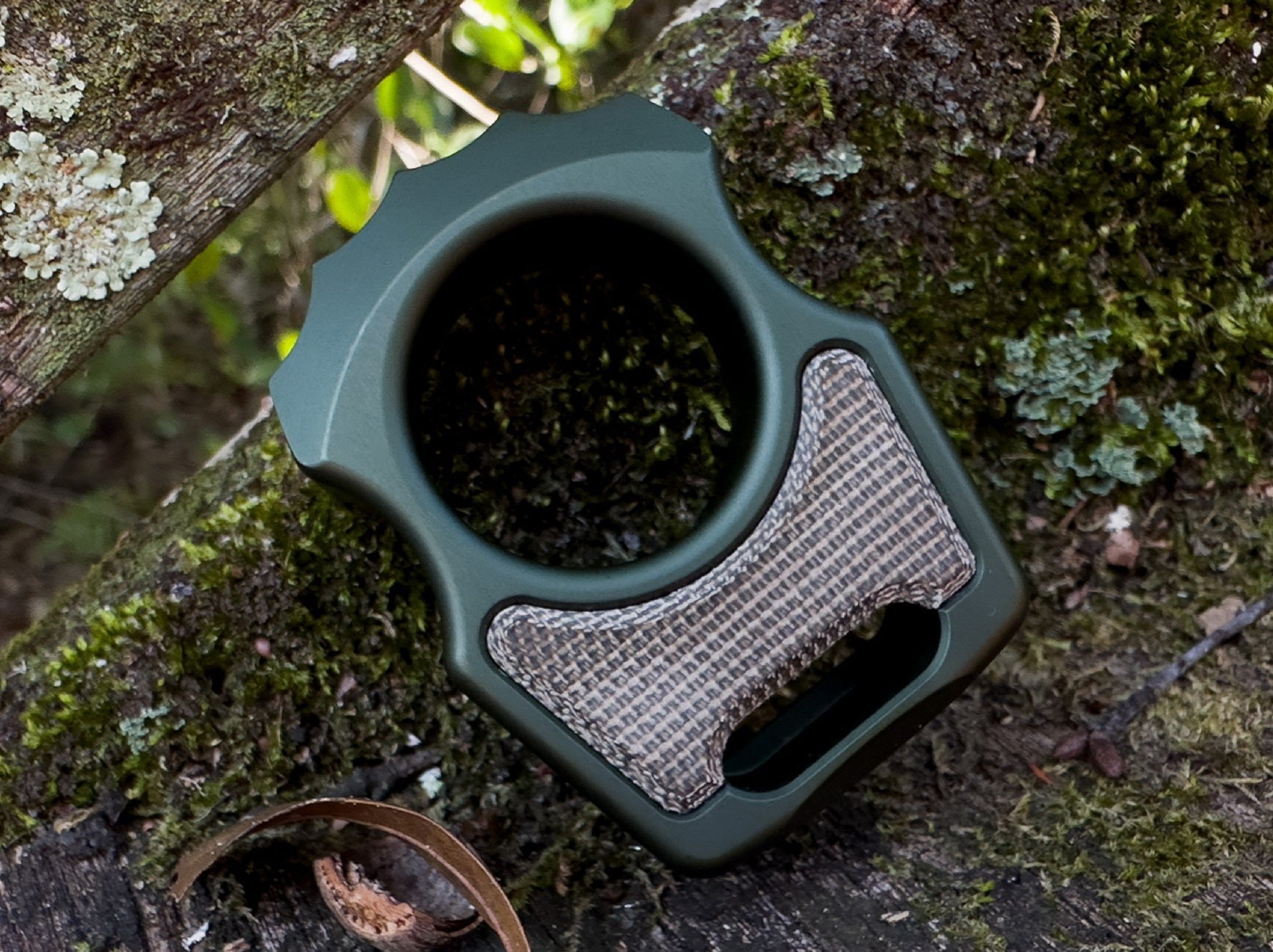 OD Green Canvas Micarta Inlay for Swampy Custom Keychains