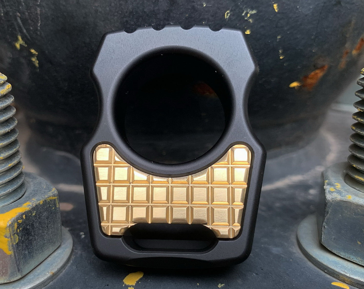 Brass Frag Pattern Inlay for Swampy Custom Keychains