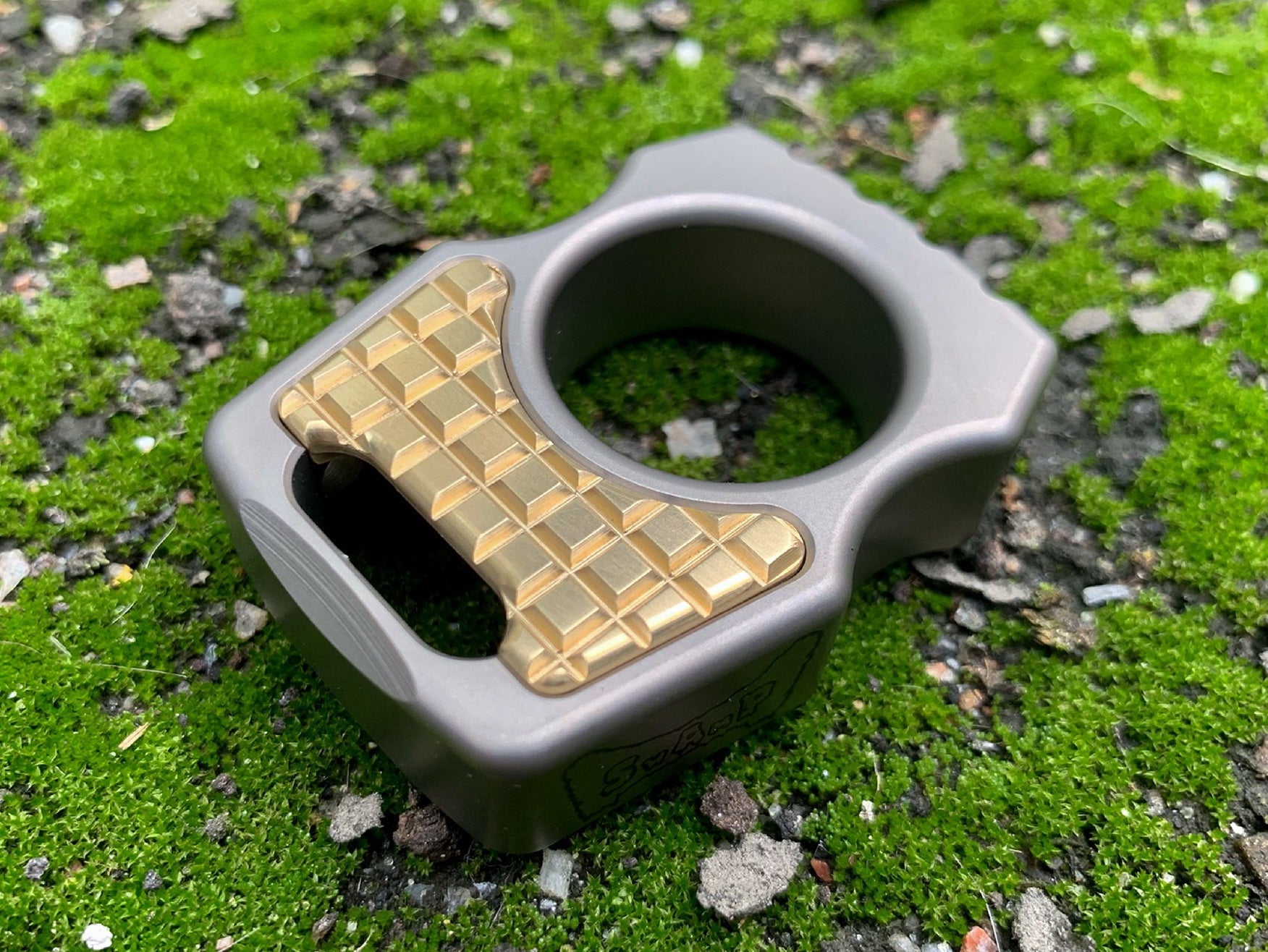 Brass Frag Pattern Inlay for Swampy Custom Keychains