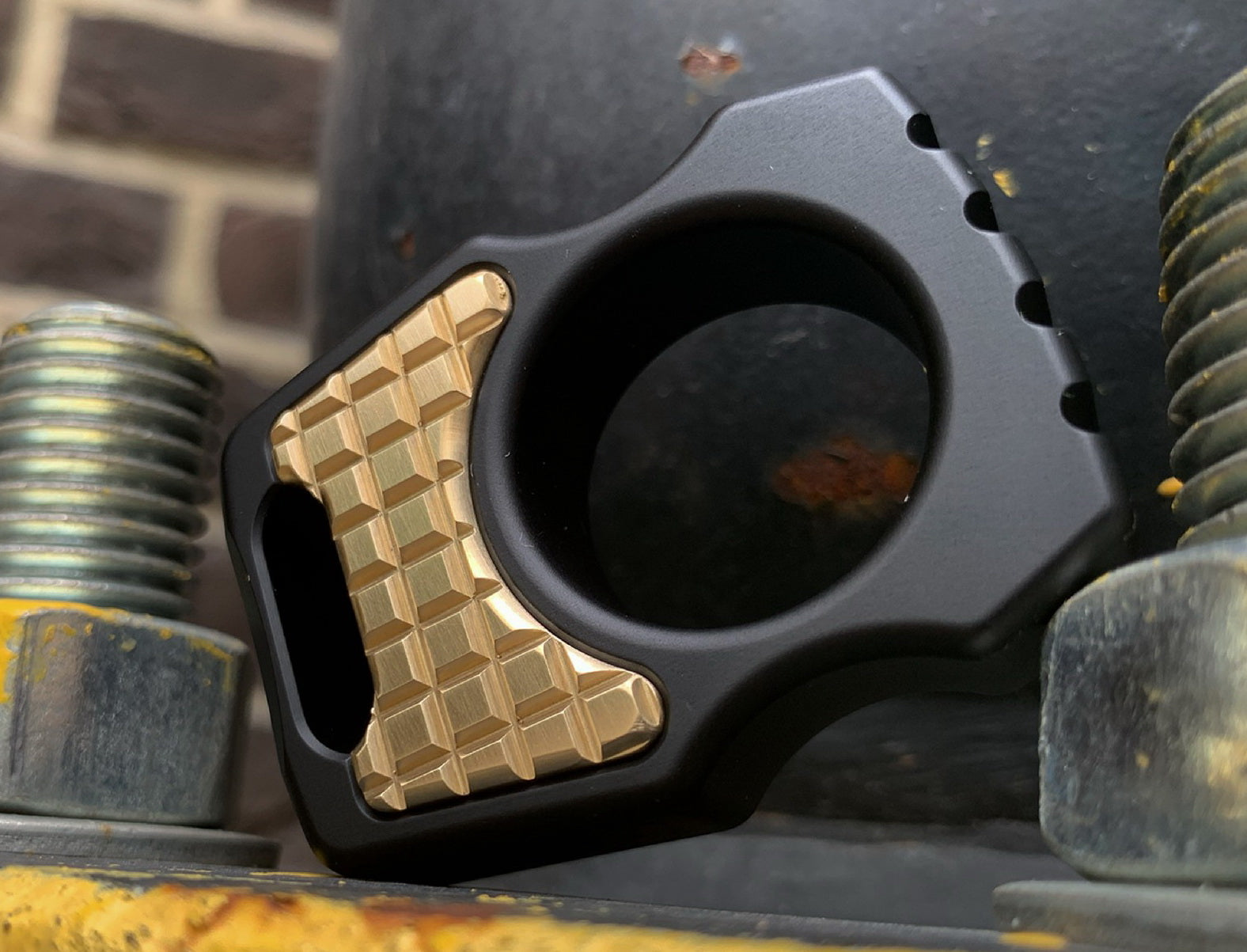Brass Frag Pattern Inlay for Swampy Custom Keychains