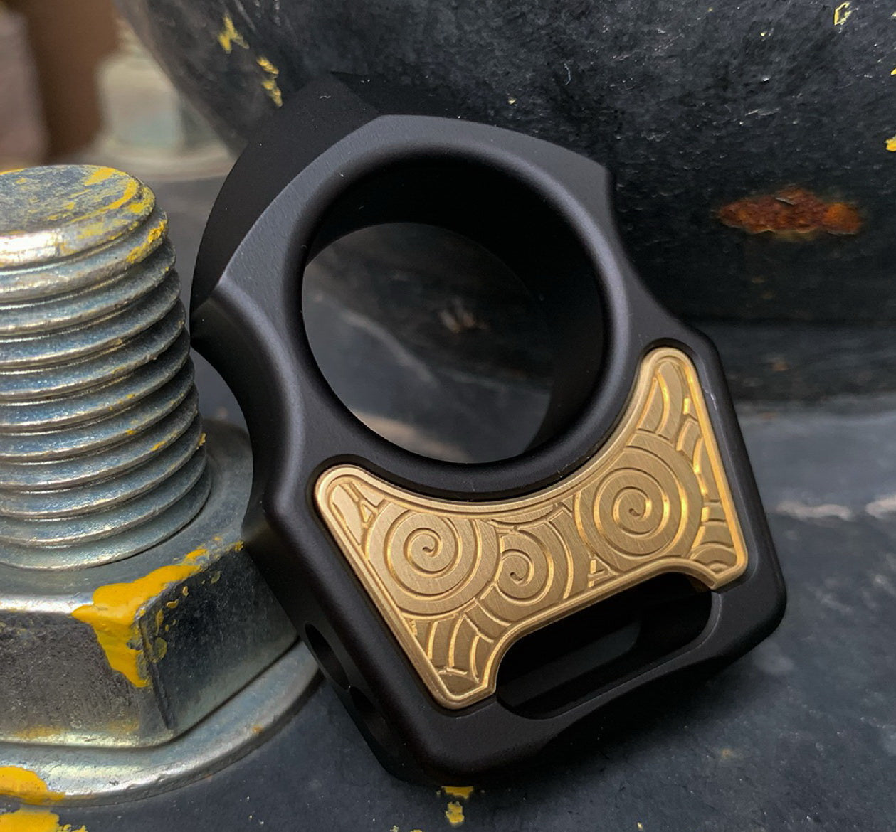 Brass Japanese Pattern Inlay for Swampy Custom Keychains