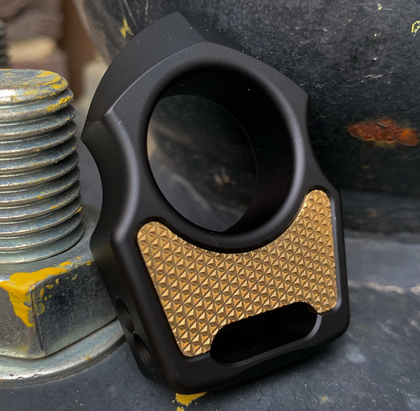 Brass Triangle Pattern Inlay for Swampy Custom Keychains