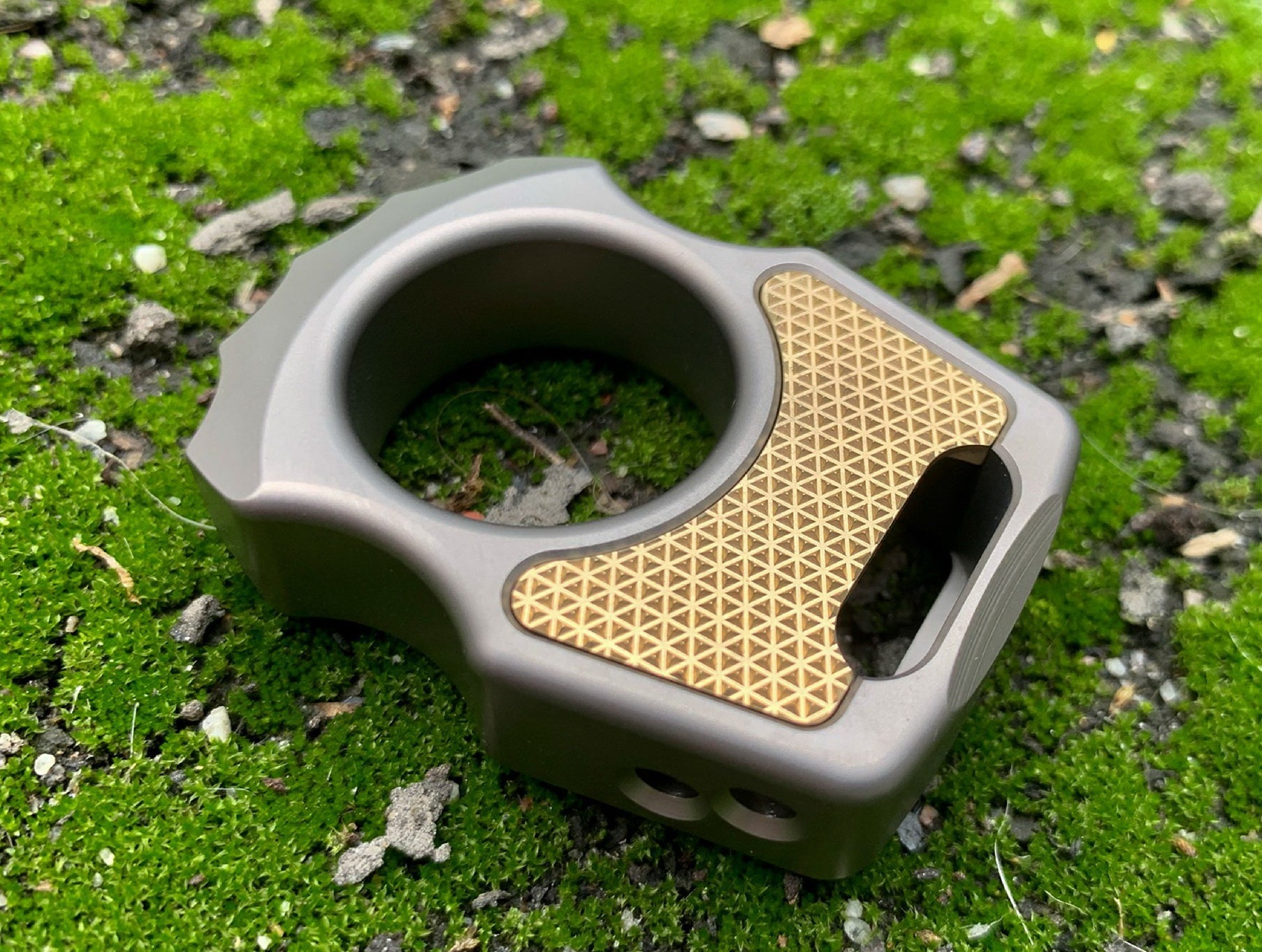 Brass Triangle Pattern Inlay for Swampy Custom Keychains