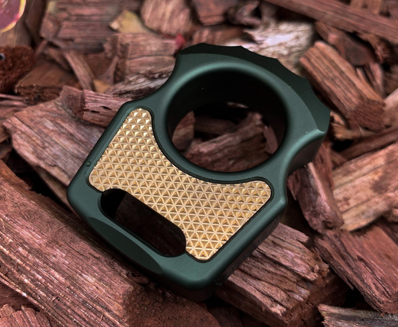 Brass Triangle Pattern Inlay for Swampy Custom Keychains