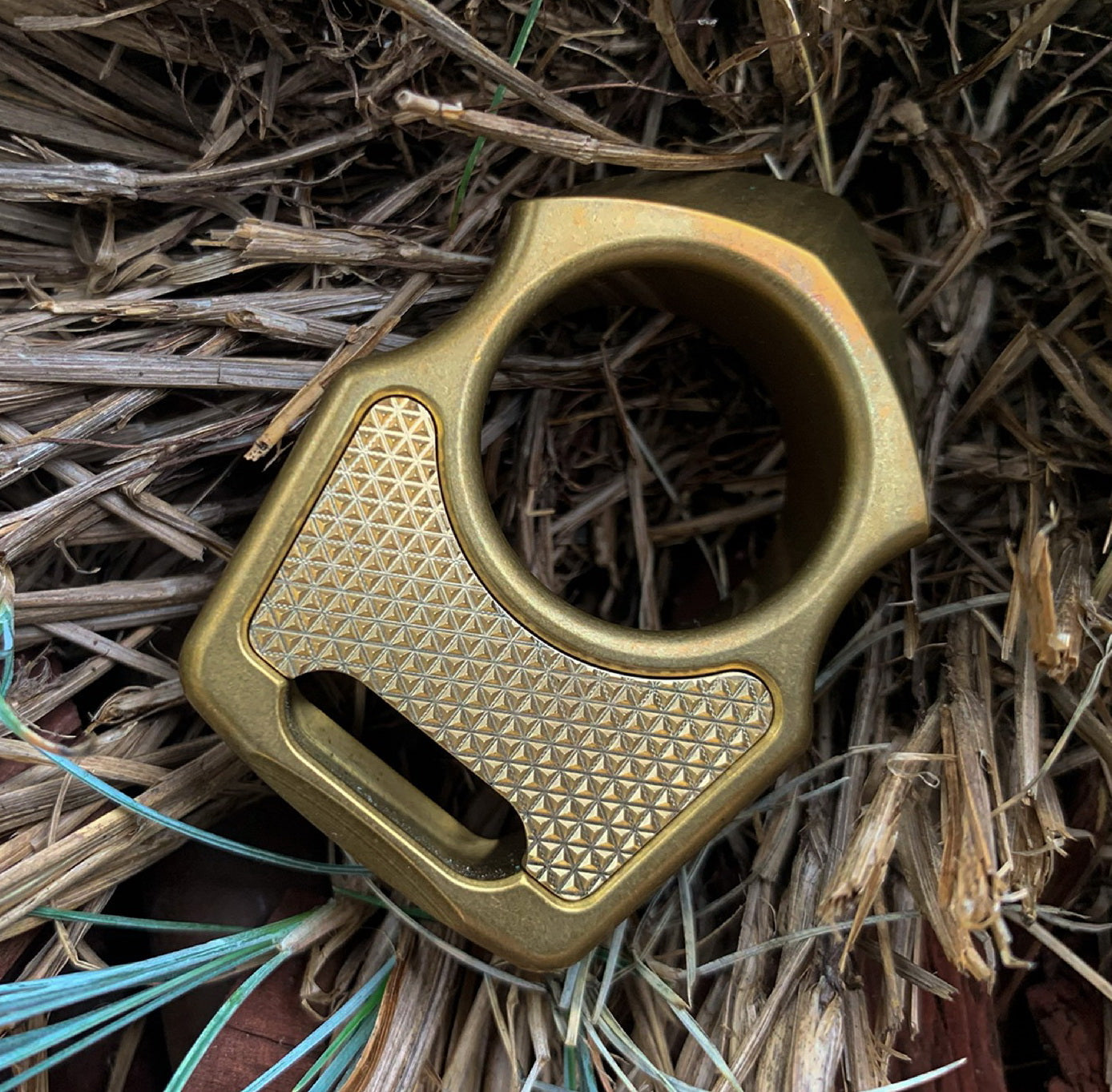 Brass Triangle Pattern Inlay for Swampy Custom Keychains