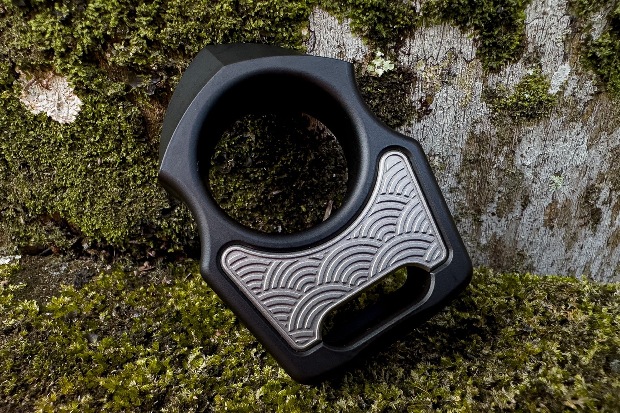 Titanium Sand Blasted Seigaiha Pattern Inlay for Swampy Custom Keychains