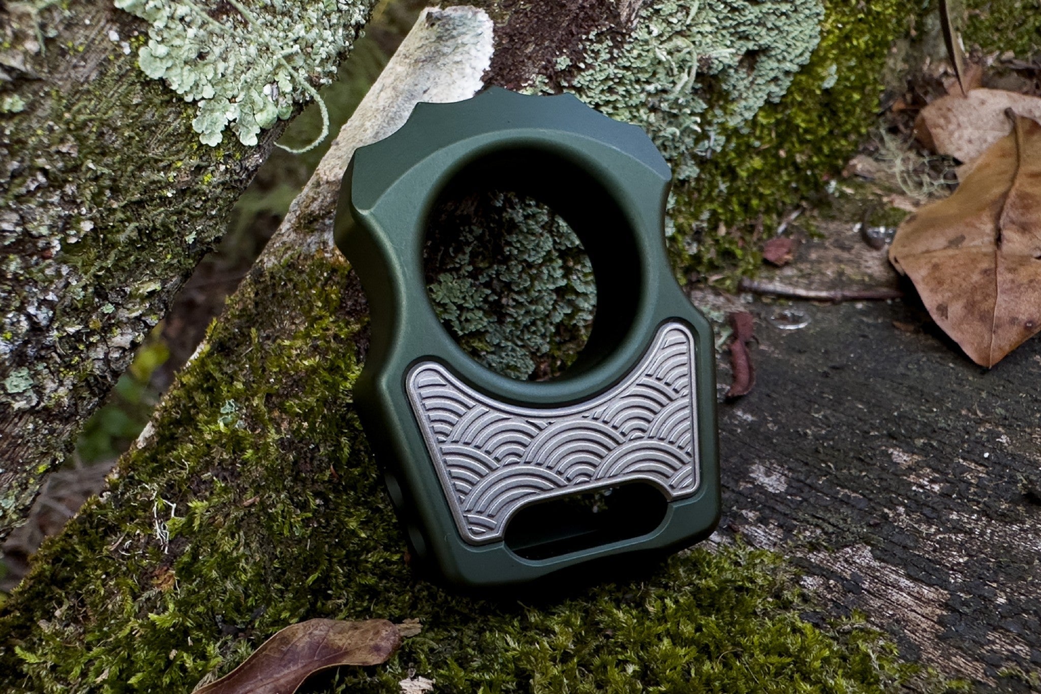 Titanium Sand Blasted Seigaiha Pattern Inlay for Swampy Custom Keychains