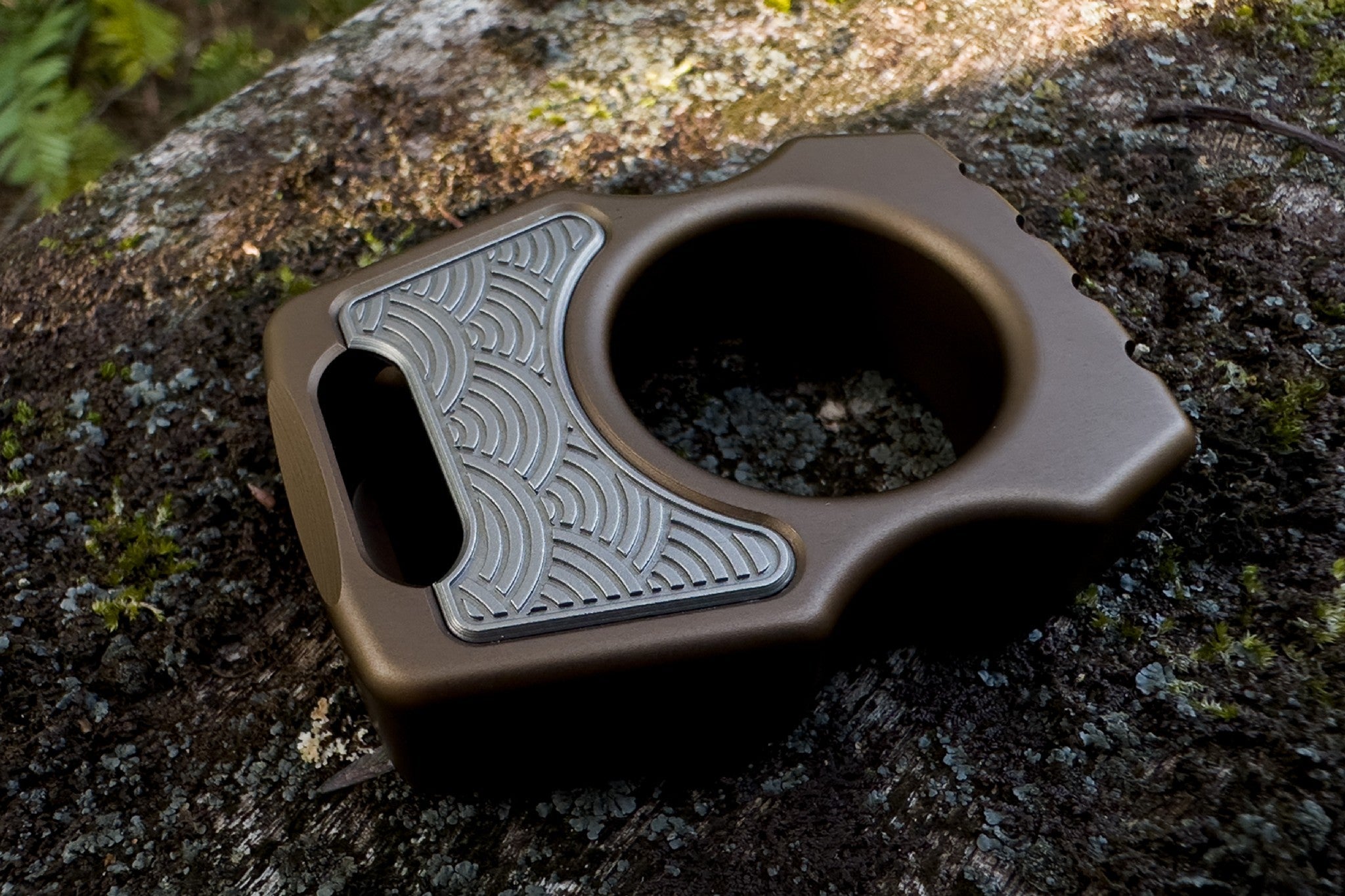 Titanium Sand Blasted Seigaiha Pattern Inlay for Swampy Custom Keychains