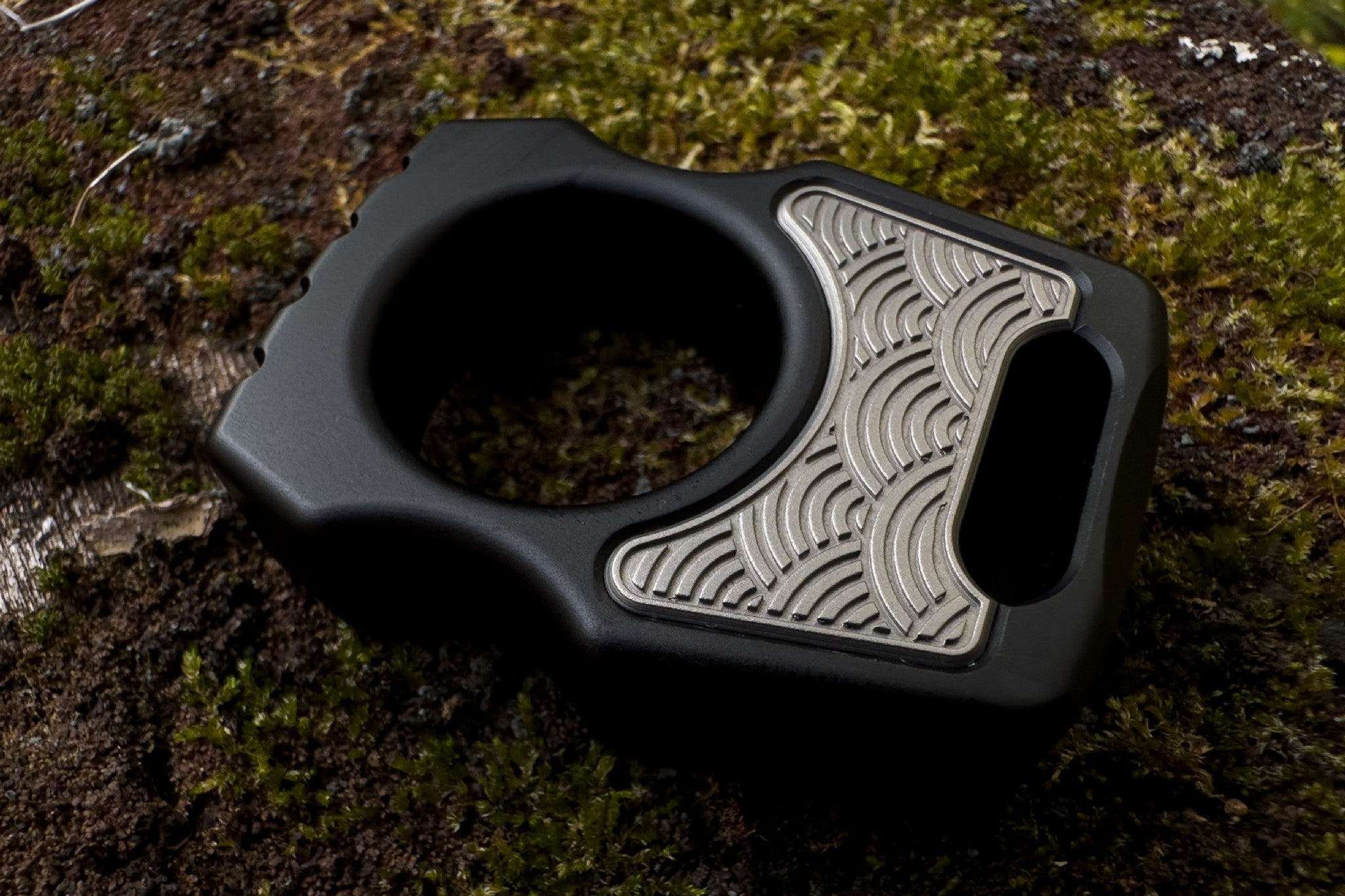 Titanium Sand Blasted Seigaiha Pattern Inlay for Swampy Custom Keychains