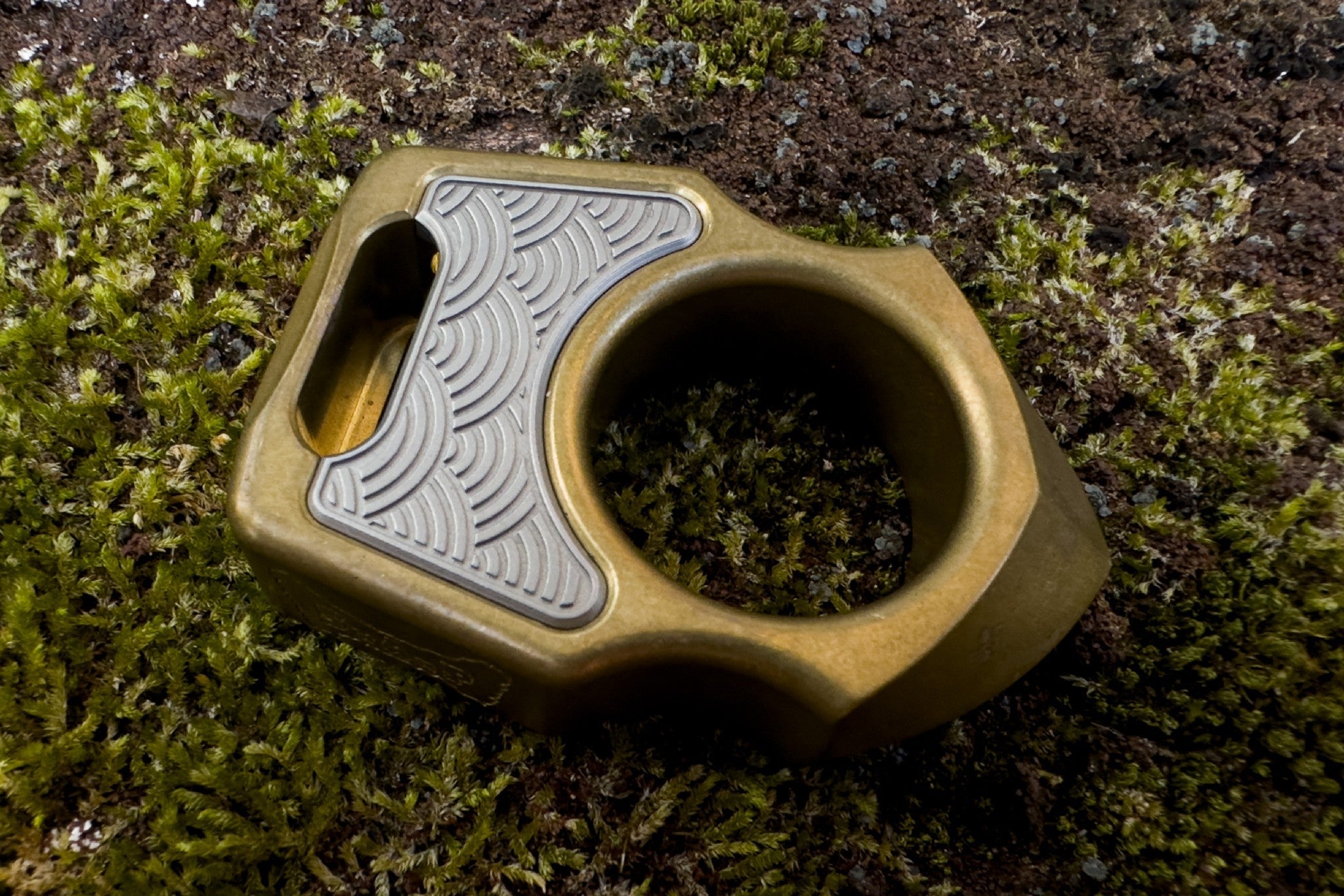 Titanium Sand Blasted Seigaiha Pattern Inlay for Swampy Custom Keychains