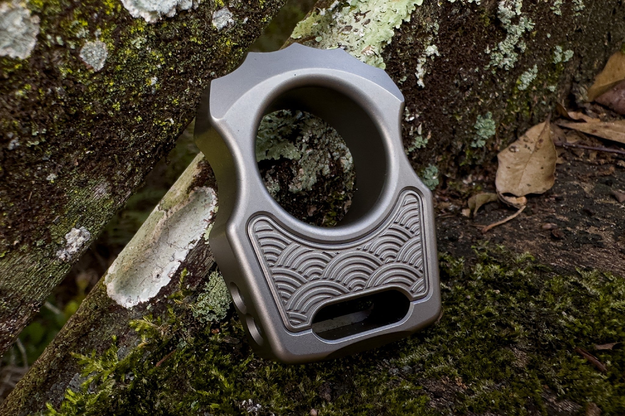 Titanium Sand Blasted Seigaiha Pattern Inlay for Swampy Custom Keychains