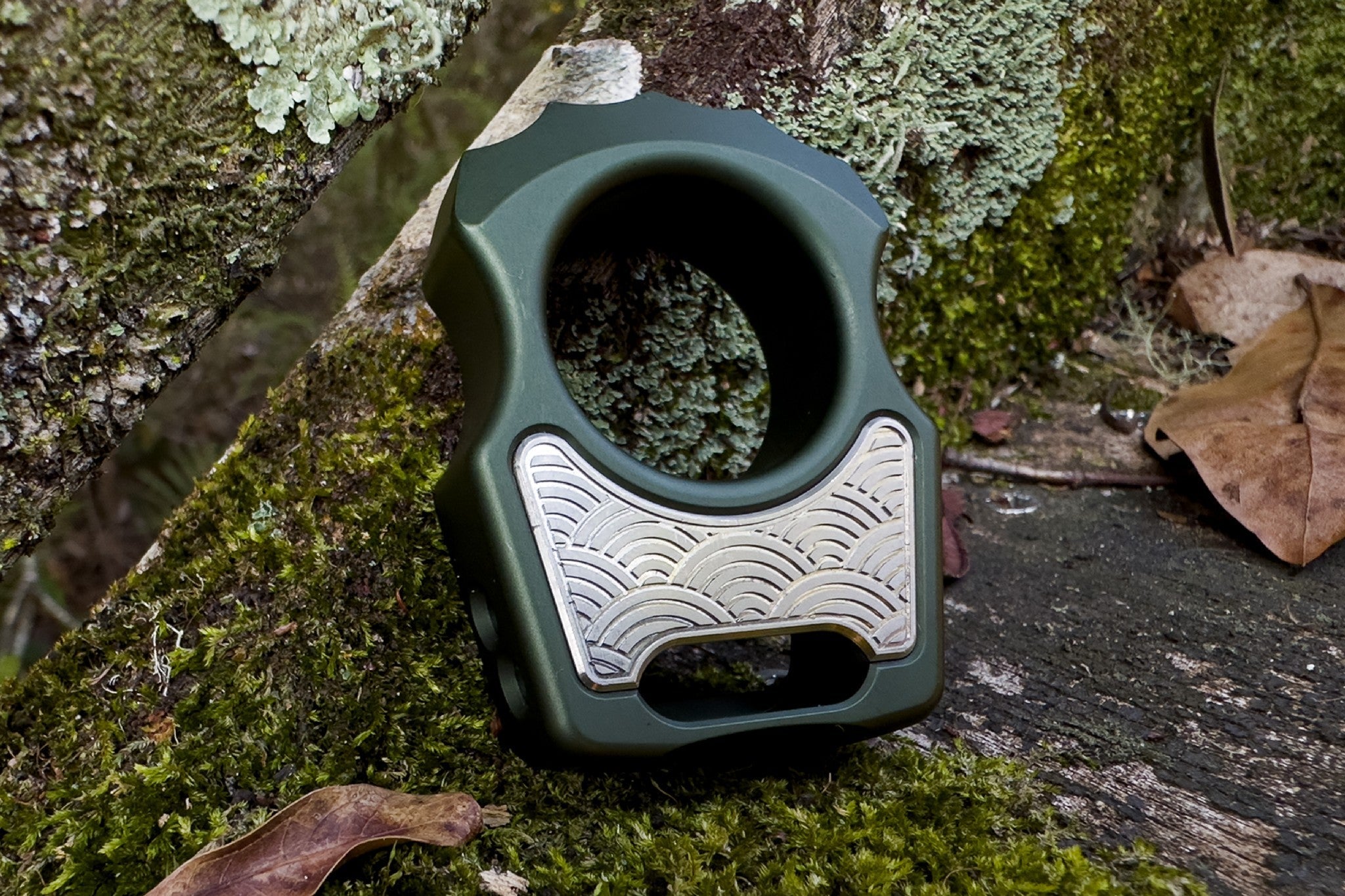 Titanium Sand Blasted Seigaiha Pattern Inlay for Swampy Custom Keychains