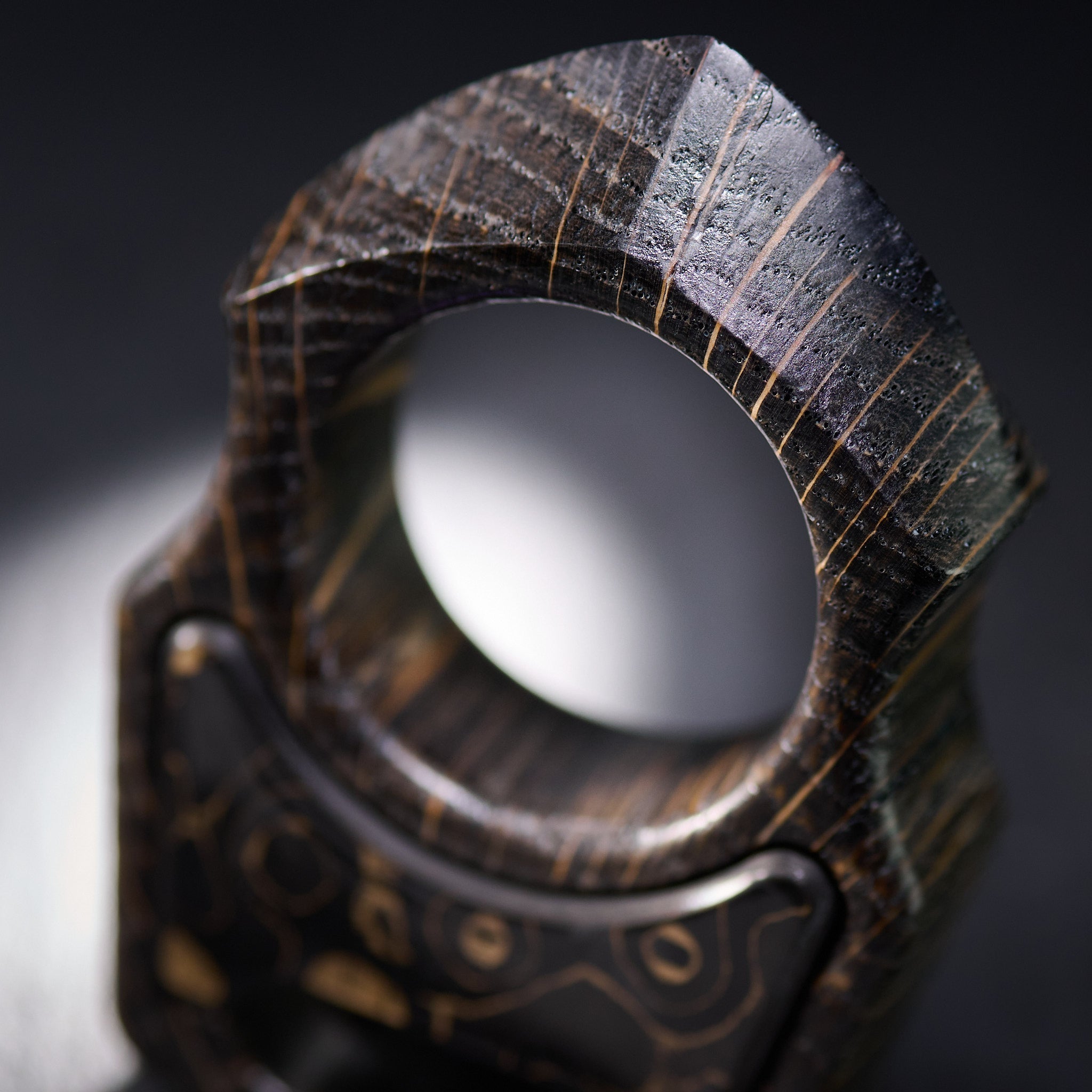 Stabilized Wood EDC Keychain – Swampy Shark with Carbon Fiber Gold Camo Inlay