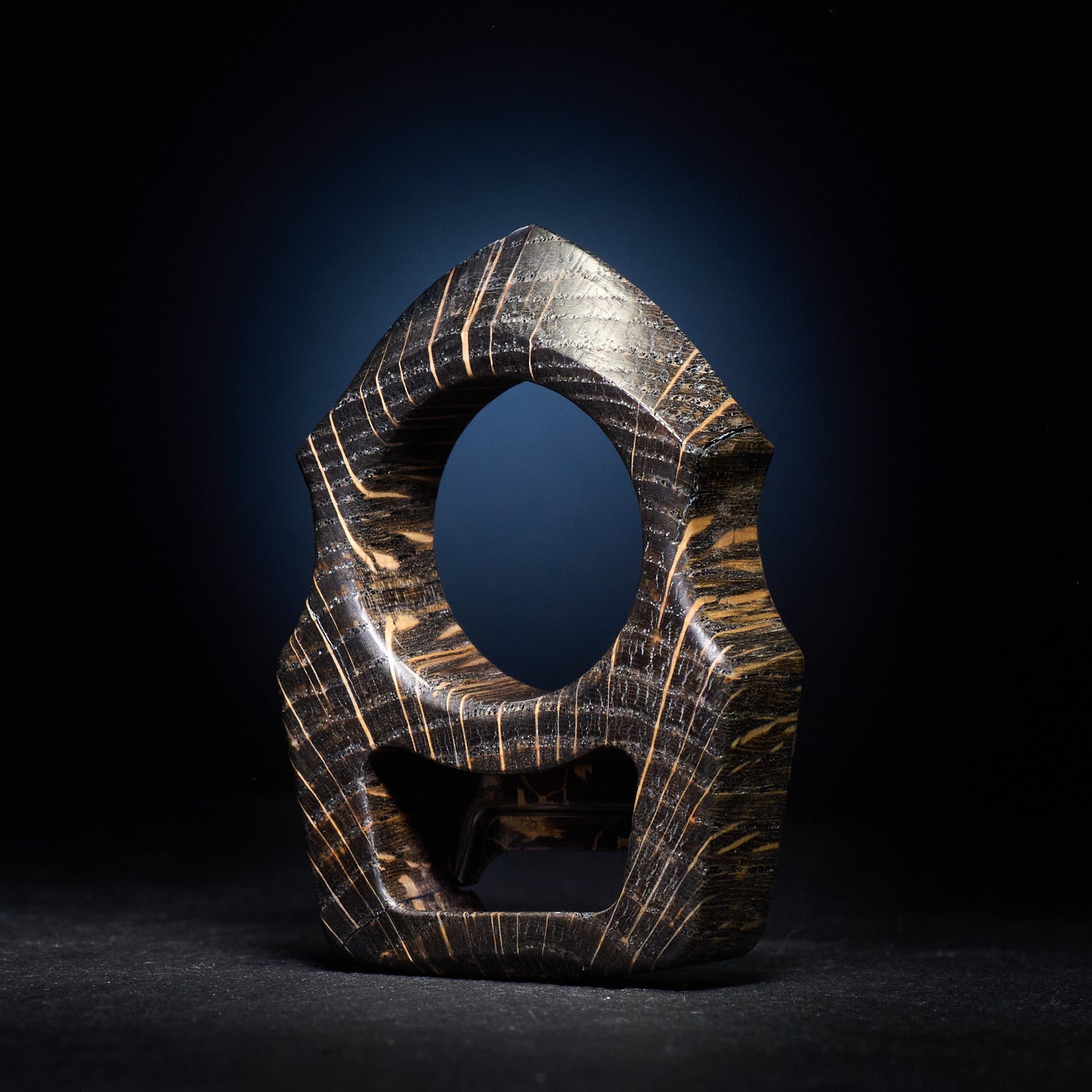 Stabilized Wood EDC Keychain – Swampy Shark with Carbon Fiber Gold Camo Inlay