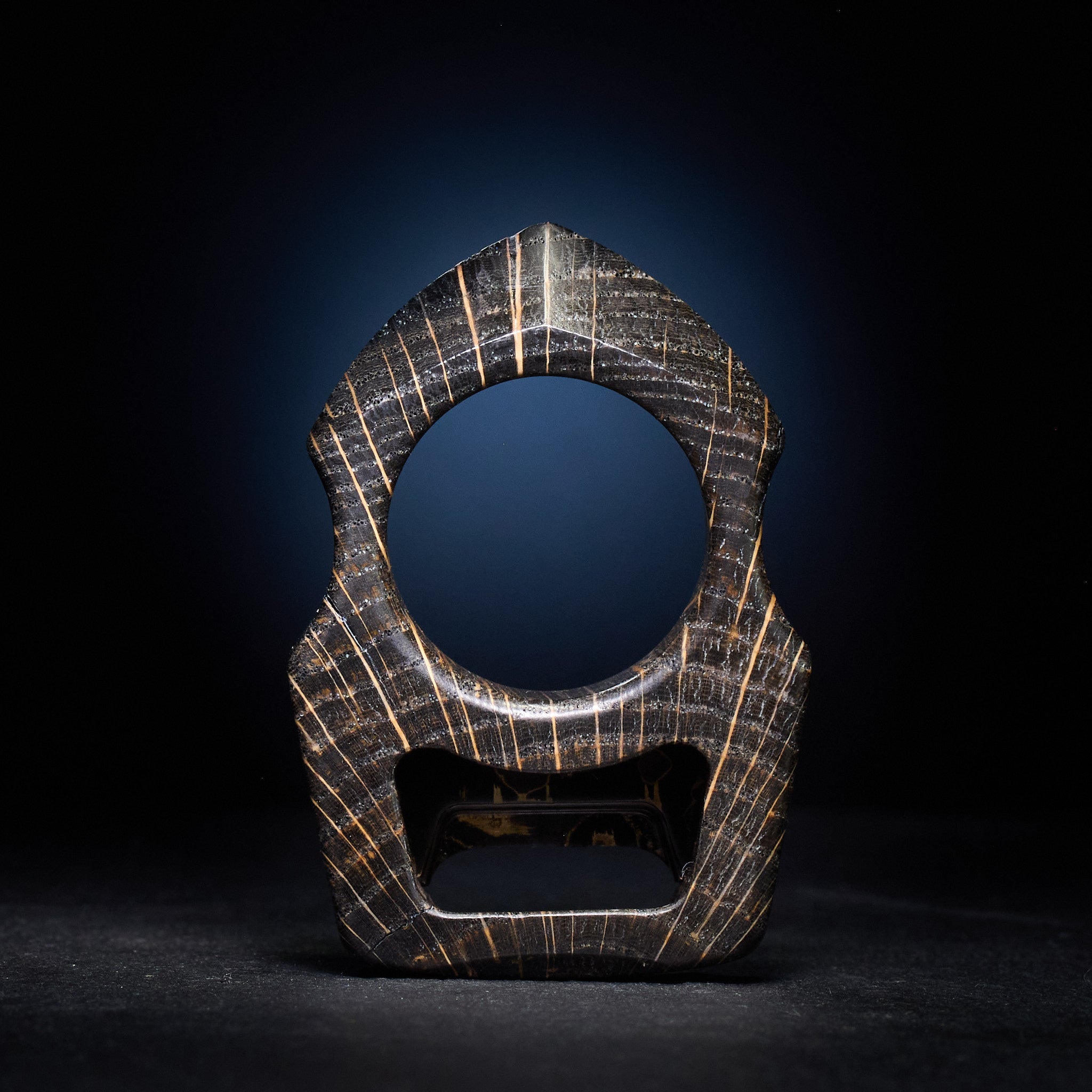 Stabilized Wood EDC Keychain – Swampy Shark with Carbon Fiber Gold Camo Inlay