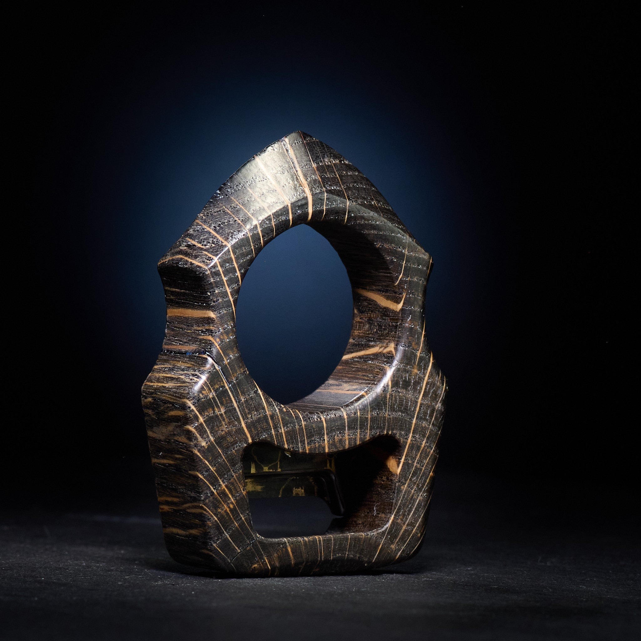 Stabilized Wood EDC Keychain – Swampy Shark with Carbon Fiber Gold Camo Inlay