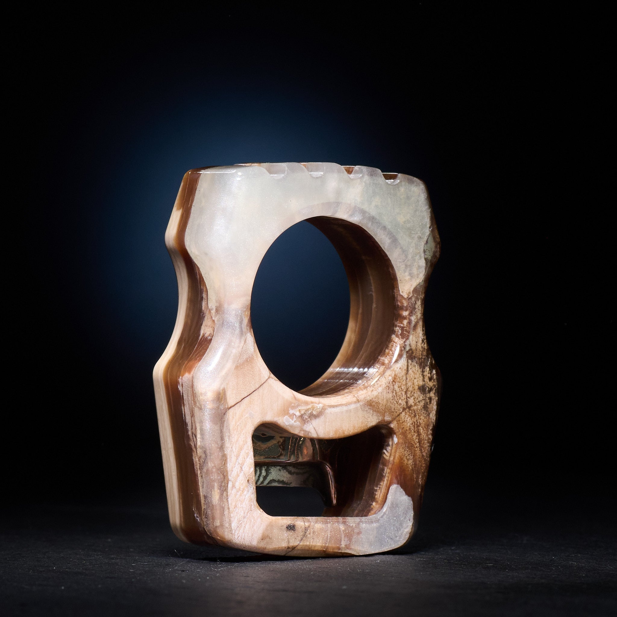 Stabilized Anancus Tusk β Swampy Whale EDC Keychain & CopperMai Damascus Raindrop Inlay