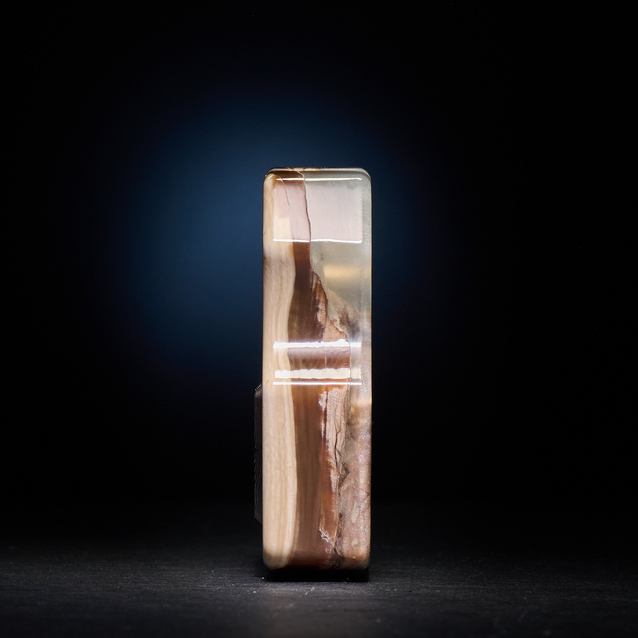 Stabilized Anancus Tusk β Swampy Whale EDC Keychain & CopperMai Damascus Raindrop Inlay