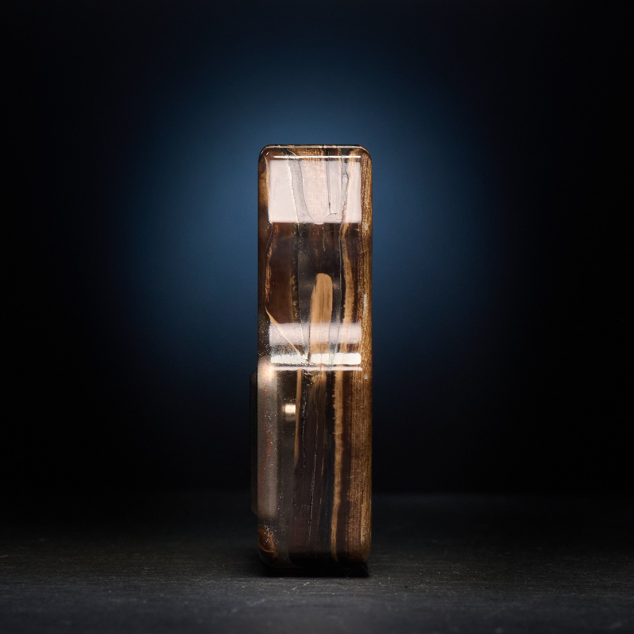 Stabilized Anancus Tusk β Swampy Whale EDC Keychain & TigerMai Damascus Chevron Inlay