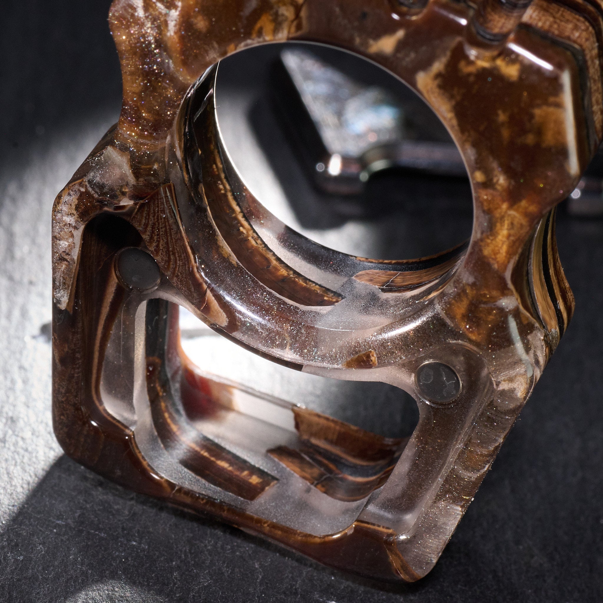 Stabilized Anancus Tusk β Swampy Whale EDC Keychain & TigerMai Damascus Chevron Inlay