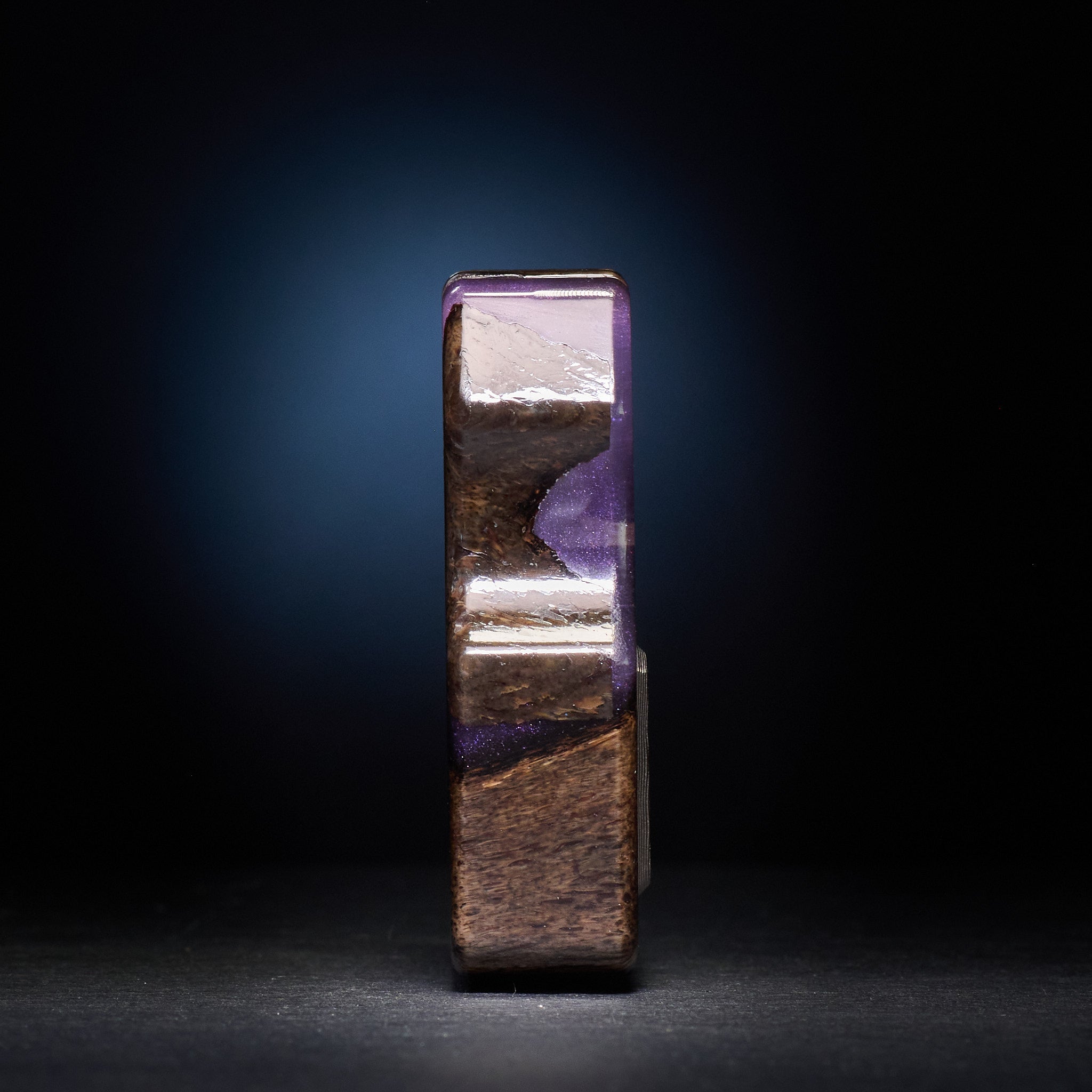 Stabilized Mammoth Bone β Swampy Whale EDC Keychain & CopperMai Damascus Raindrop Inlay