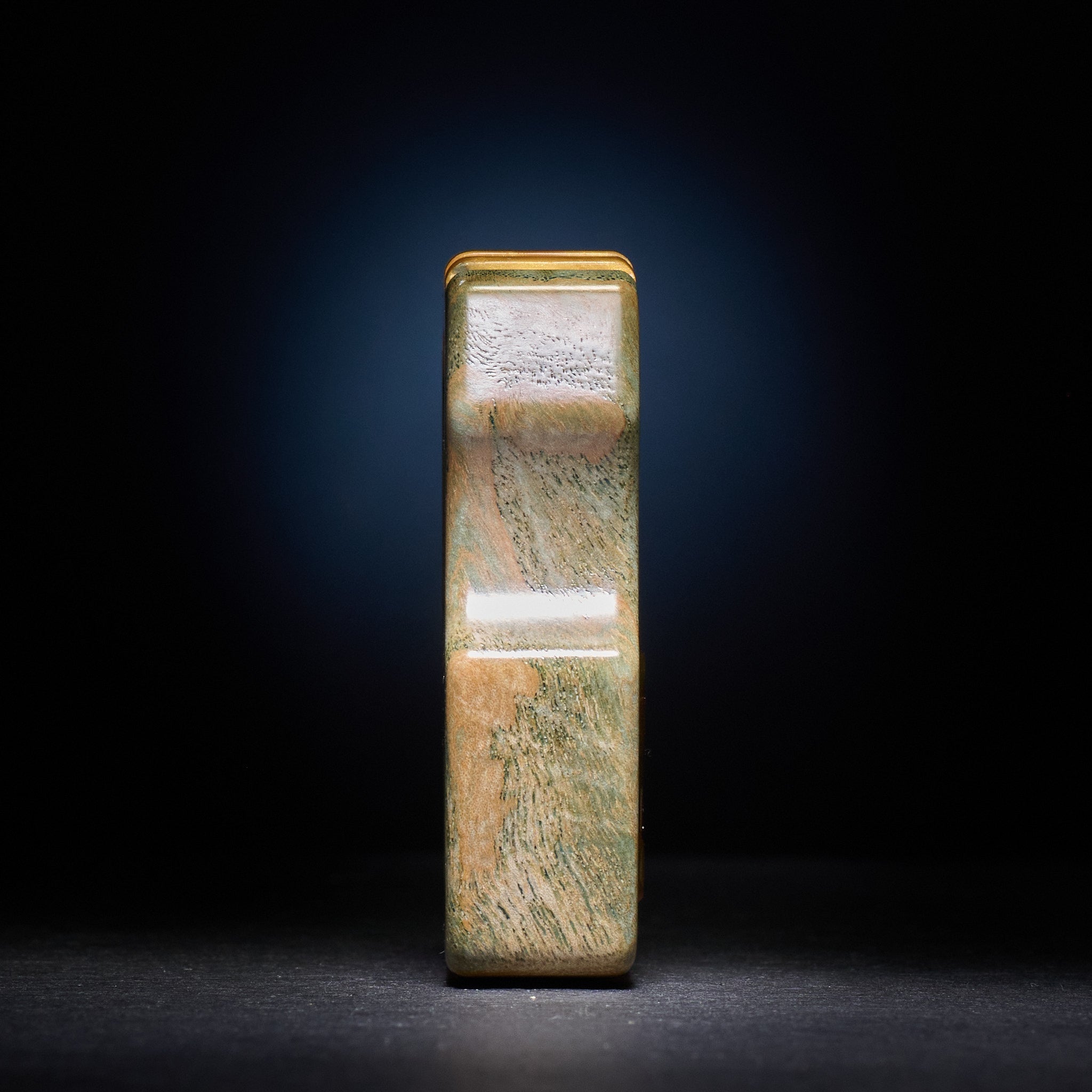 Stabilized Wood EDC Keychain – Swampy Whale with Ultem Honeycomb Mark 3 Inlay