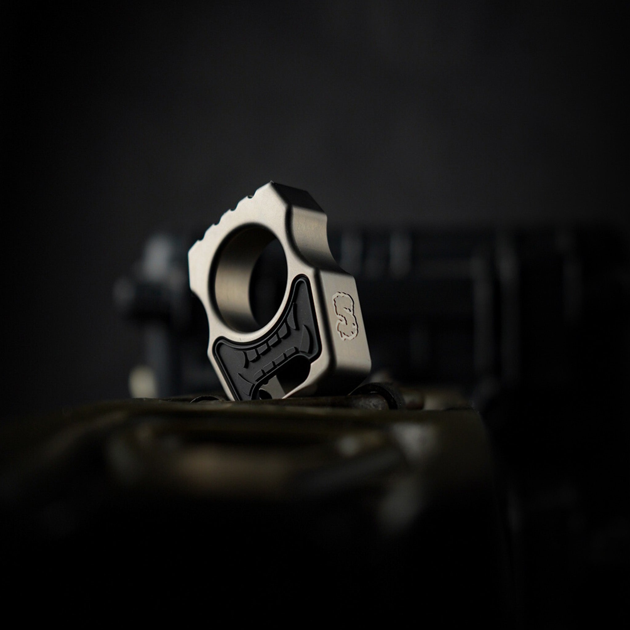 Set of Titanium Keychain Swampy Whale & Replaceable Black Aluminum Inlay Mengu Mempo