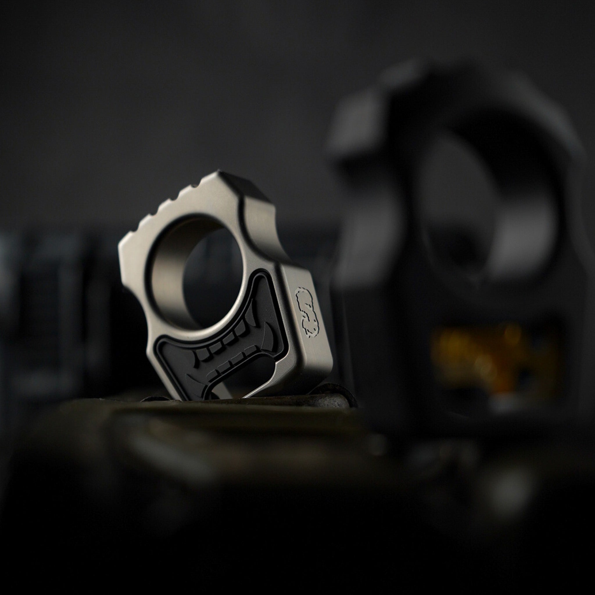 Set of Titanium Keychain Swampy Whale & Replaceable Black Aluminum Inlay Mengu Mempo