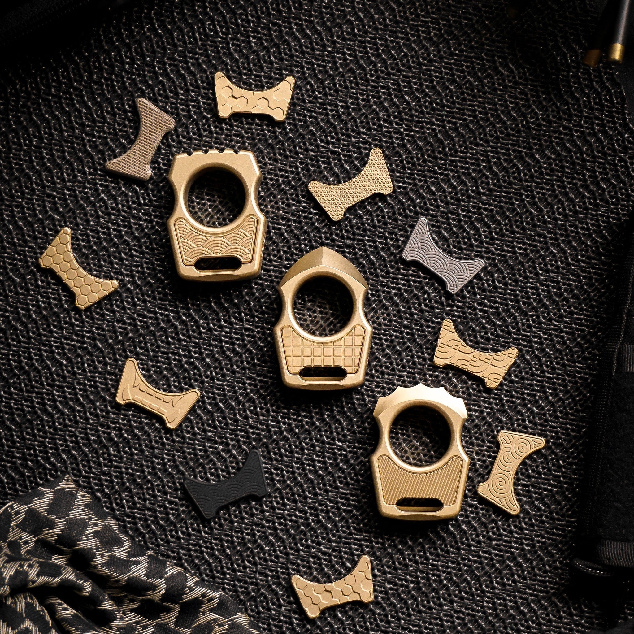 Set of Swampy Shark Brass EDC Keychain Bottle Opener & Replaceable Frag Pattern Inlay