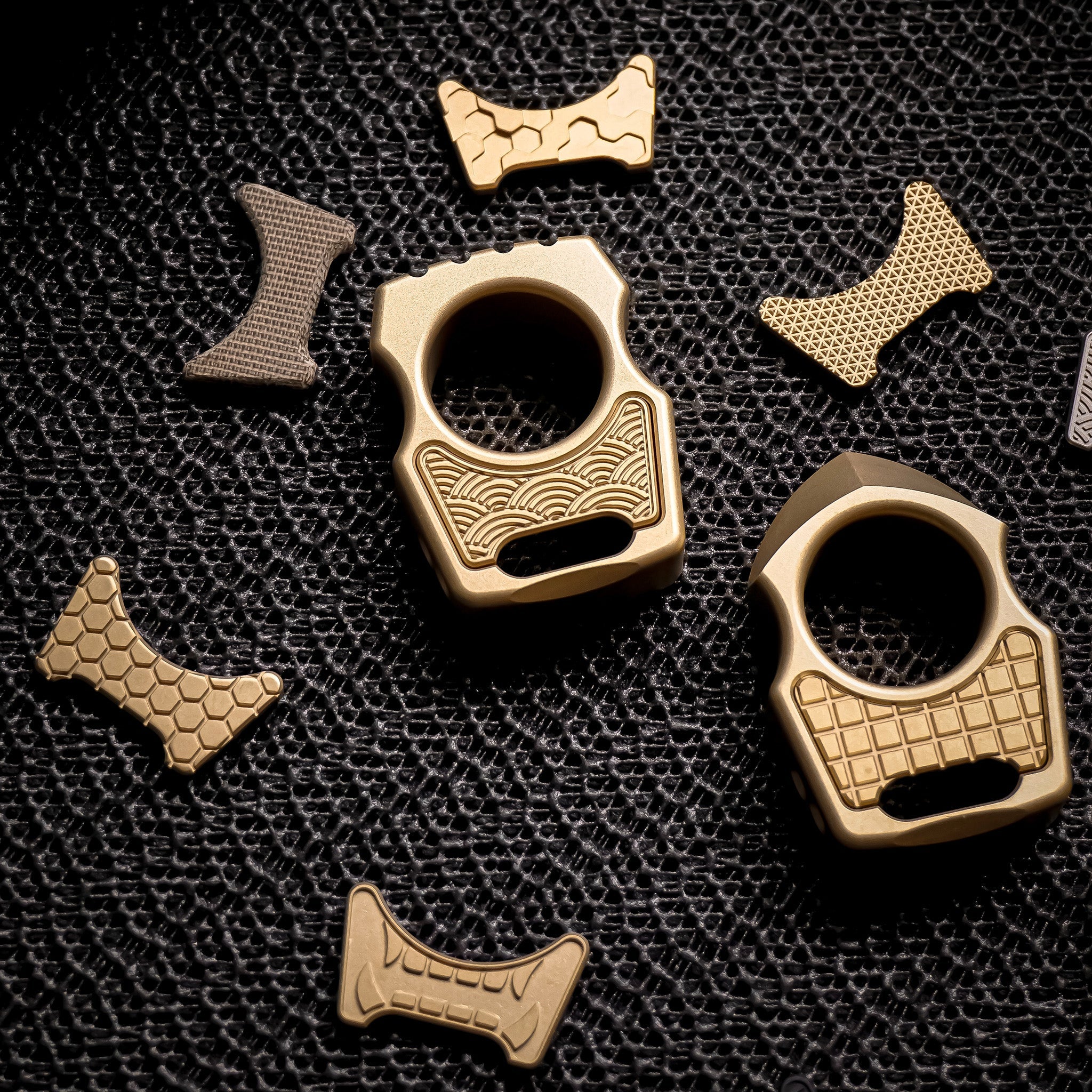 Set of Brass Bottle Opener Keychain Swampy Whale & Brass Inlay Seigaiha