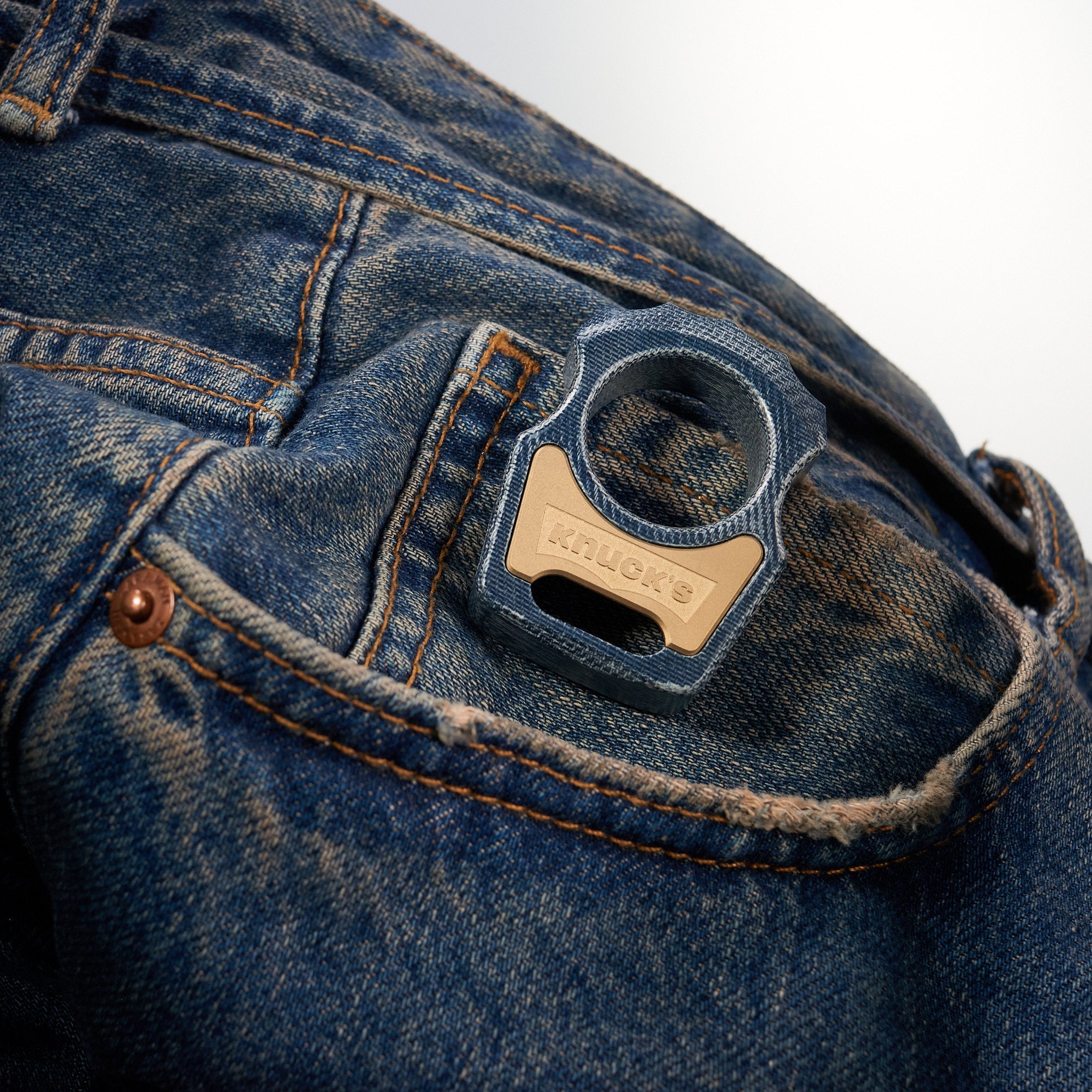 Denim Micarta EDC Keychain Swampy Alligator