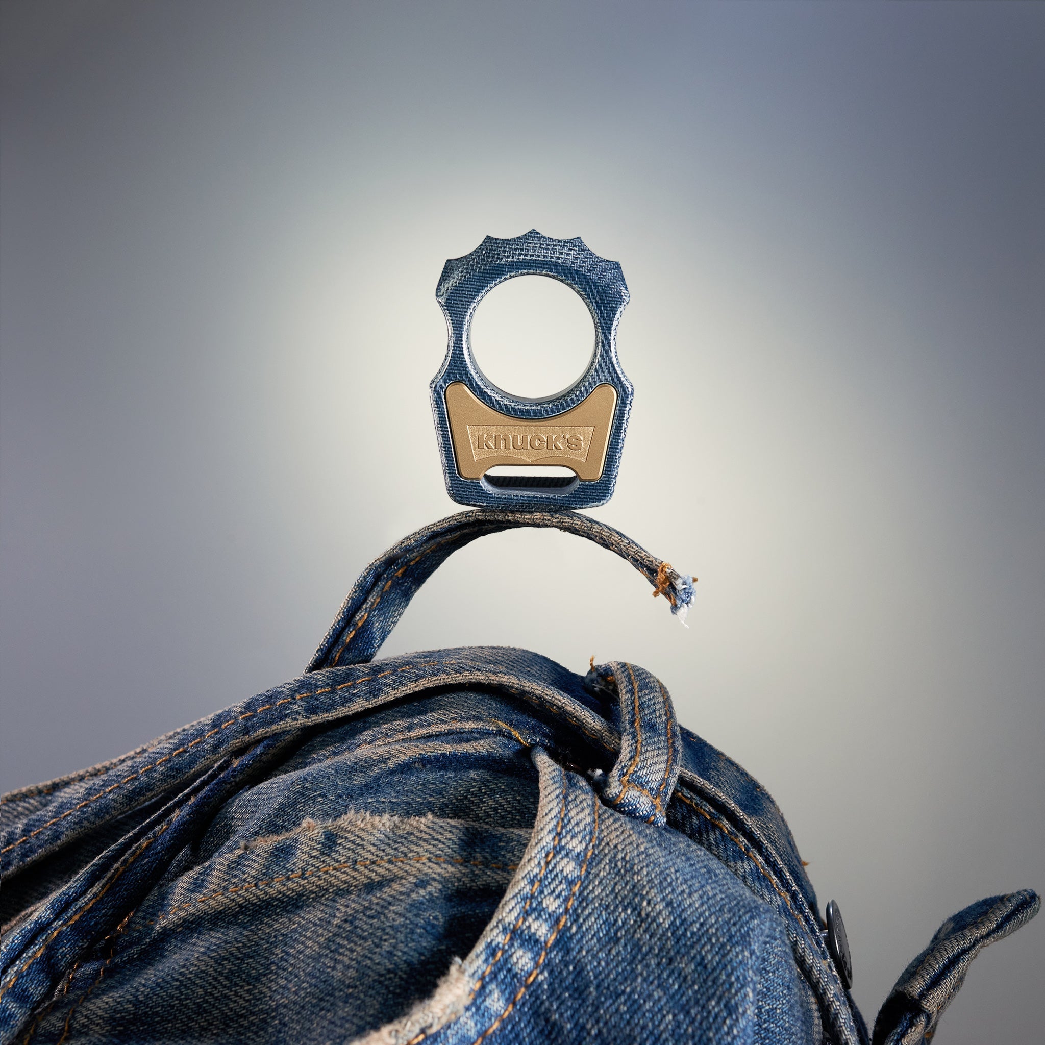 Denim Micarta EDC Keychain Swampy Alligator