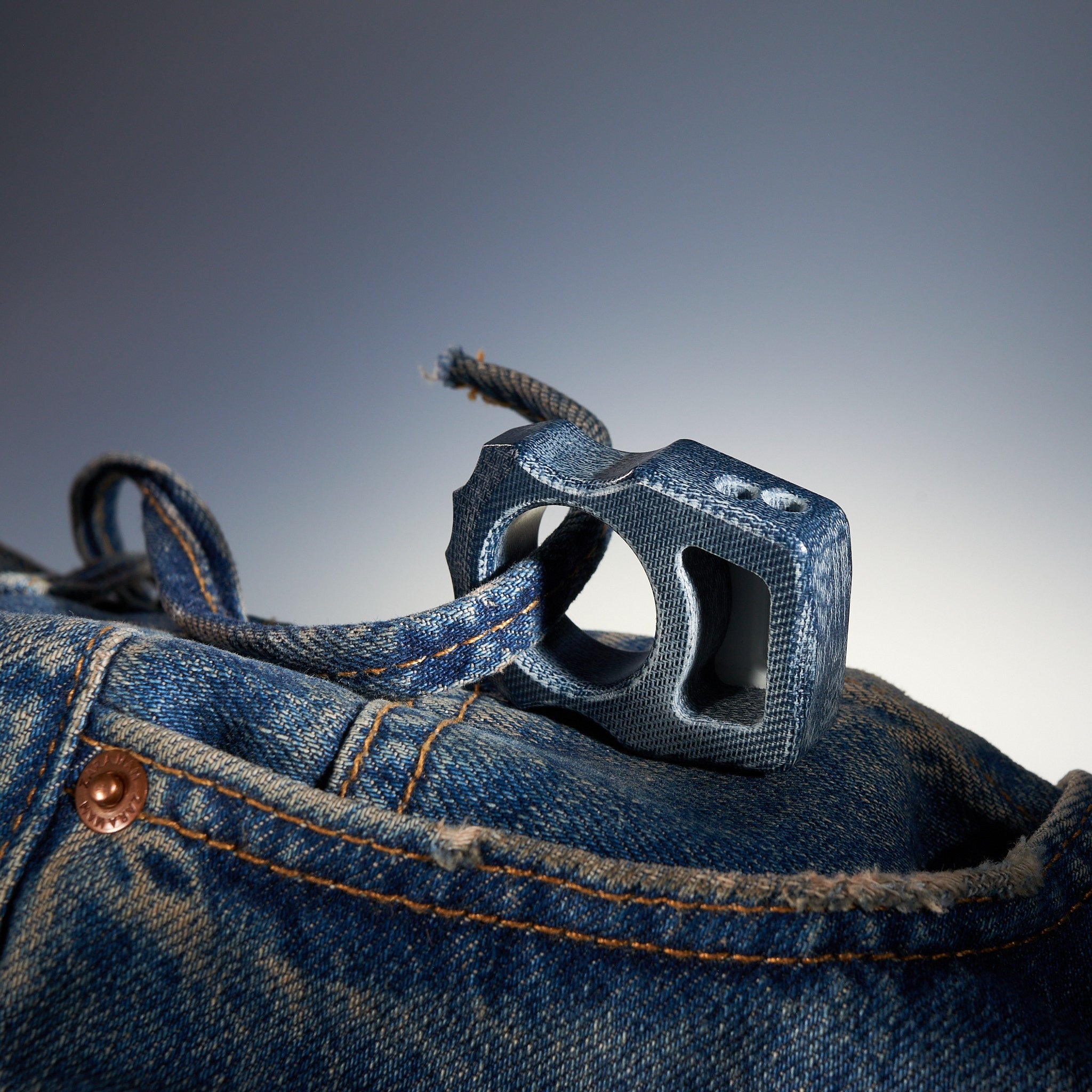 Denim Micarta EDC Keychain Swampy Alligator