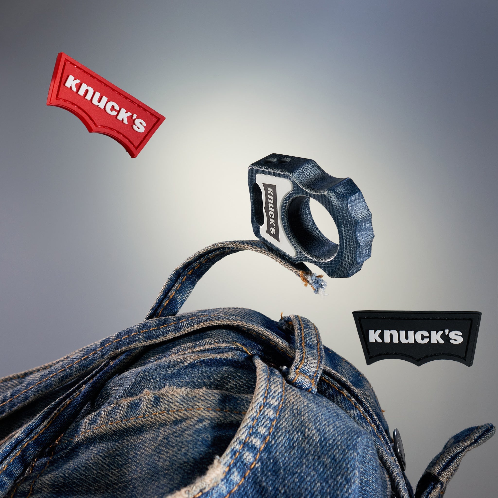 Denim Micarta EDC Keychain Swampy Alligator