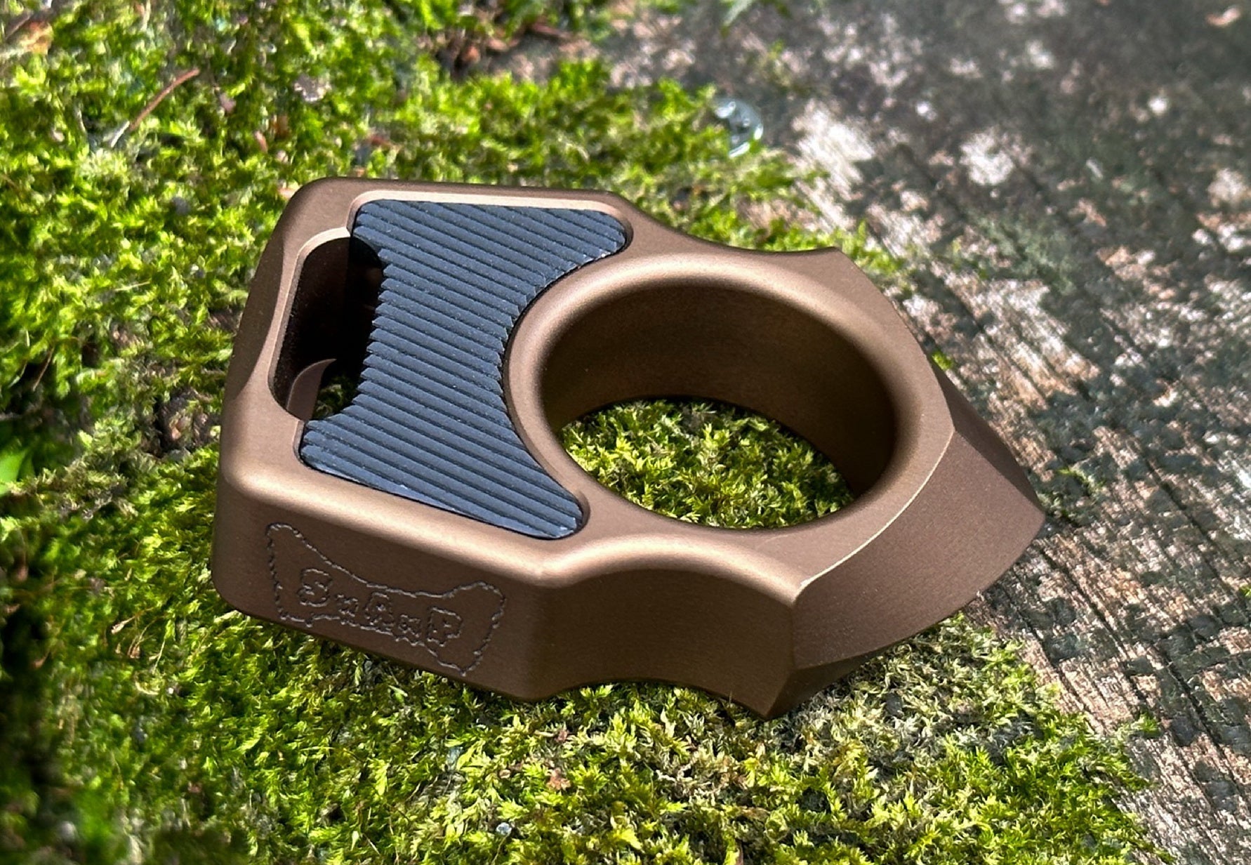 Semi-Custom Aluminum EDC Keychain Swampy Shark Bronze Anodized