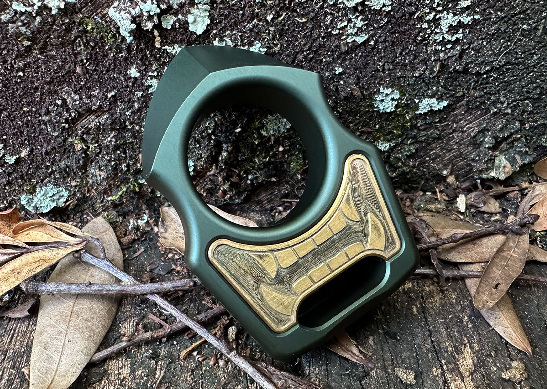 Semi-Custom Aluminum EDC Keychain Swampy Shark Olive Green