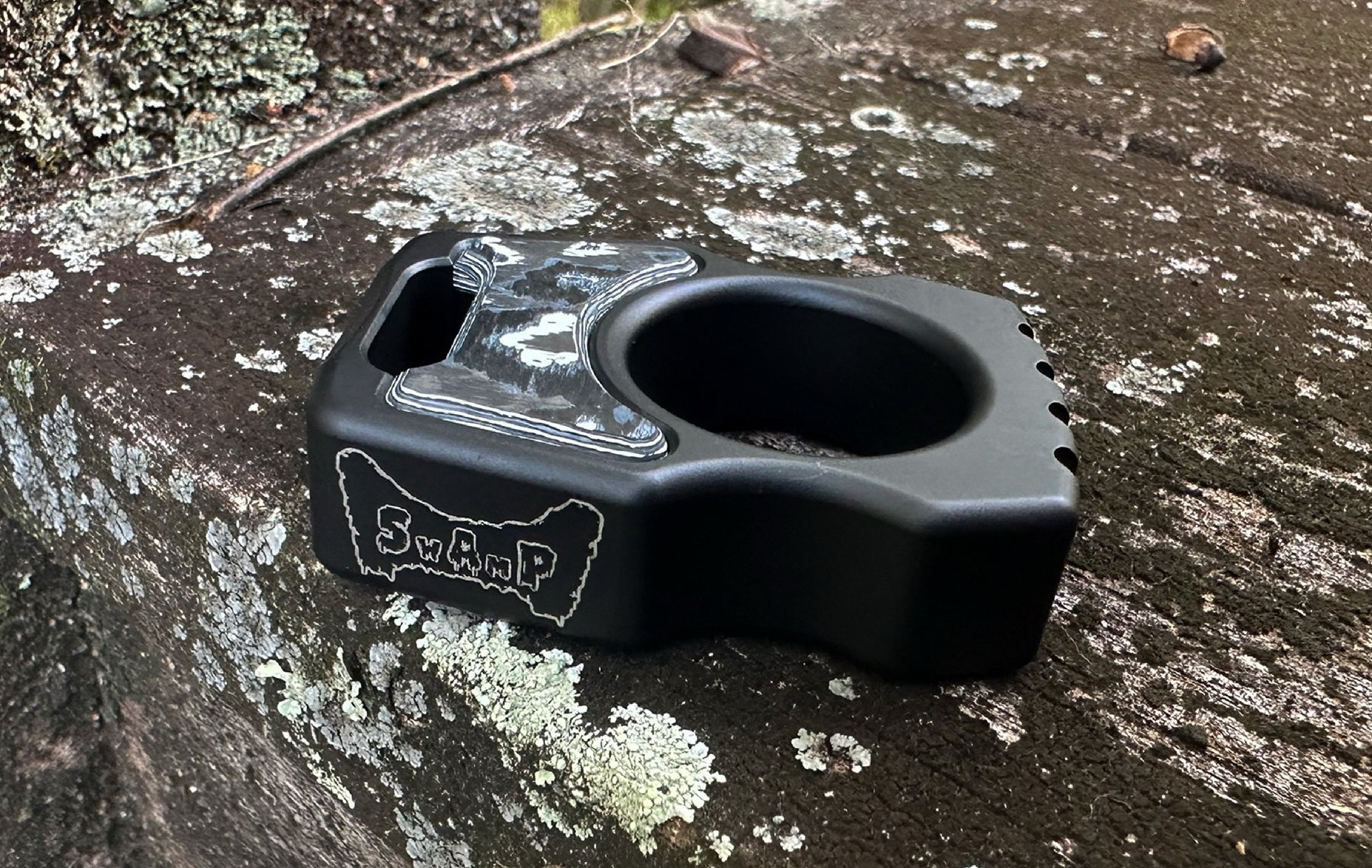 Semi-Custom Titanium Bottle Opener Keychain Swampy Whale Armor Black Cerakote