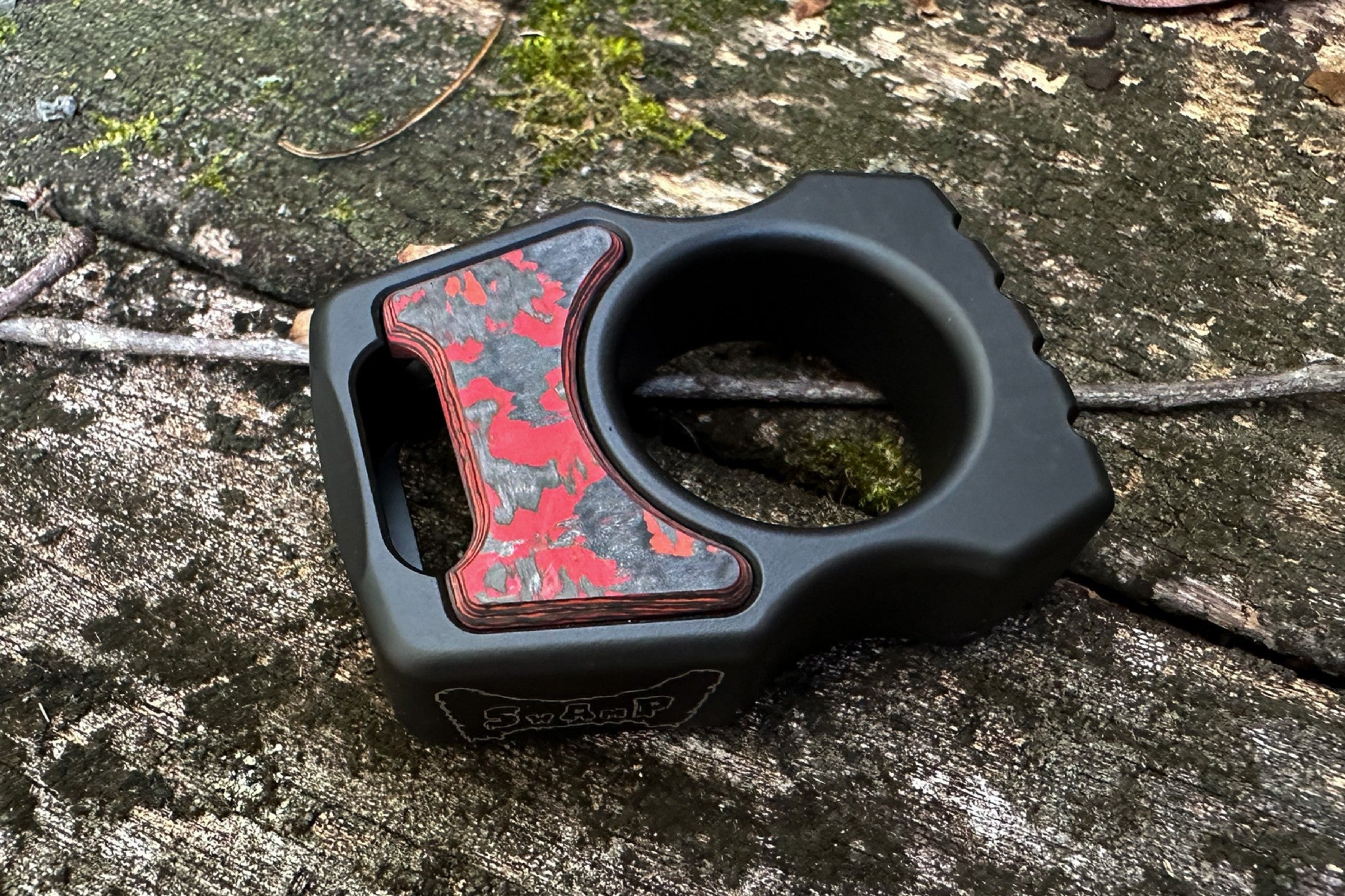 Semi-Custom Titanium Bottle Opener Keychain Swampy Whale Armor Black Cerakote