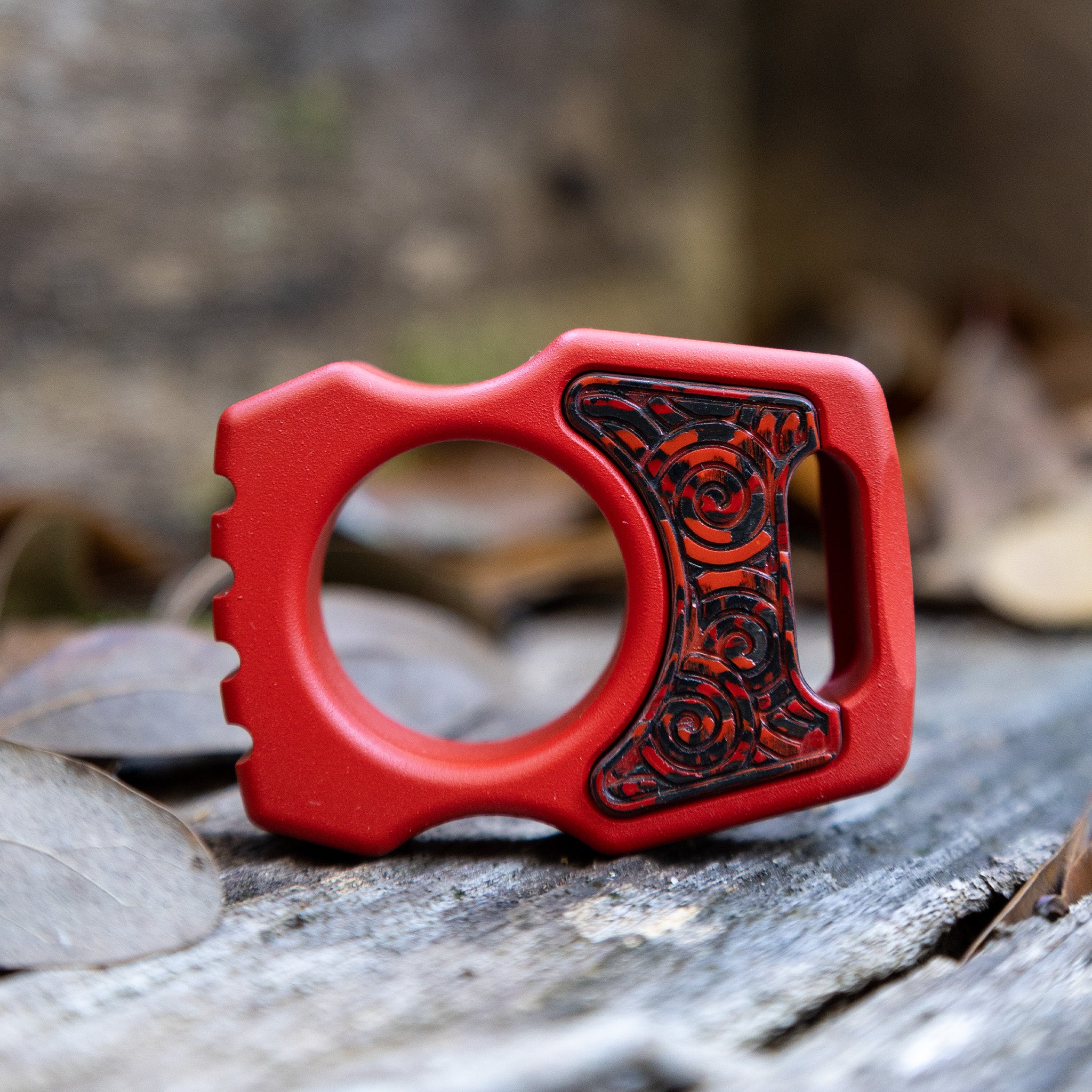 Semi-Custom Titanium EDC Keychain Swampy Whale Red Cerakote