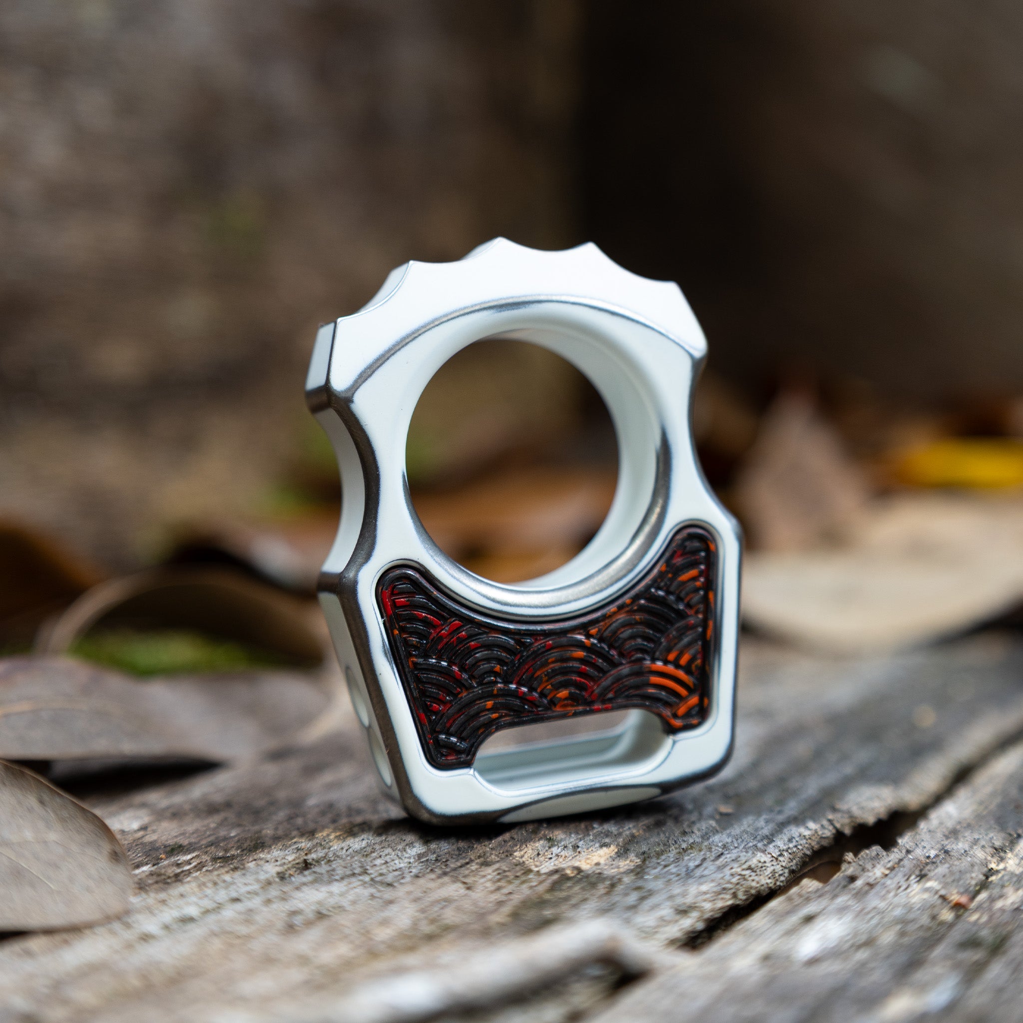 Semi-Custom Titanium Bottle Opener Keychain Swampy Alligator Snow White Stonewashed Cerakote