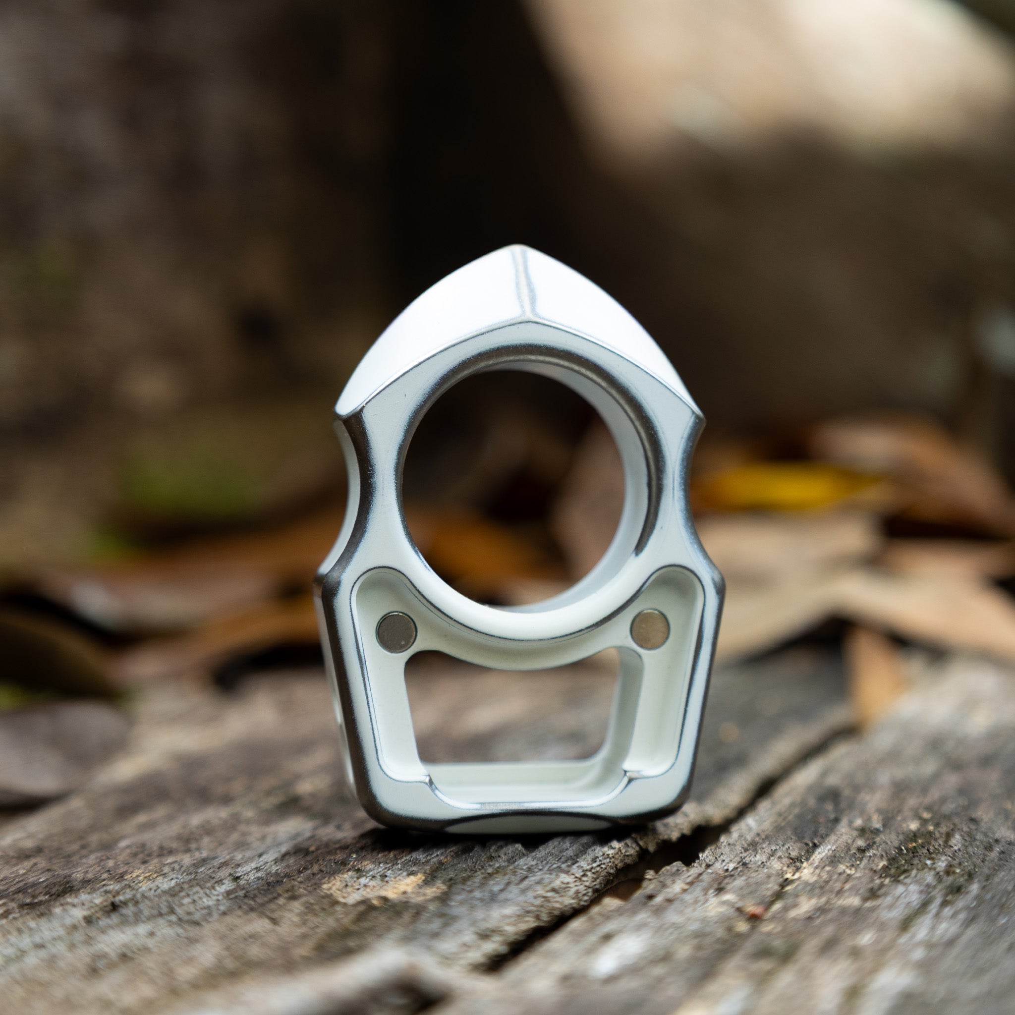 Semi-Custom Titanium Keychain Swampy Shark Snow White Stonewashed Cerakote