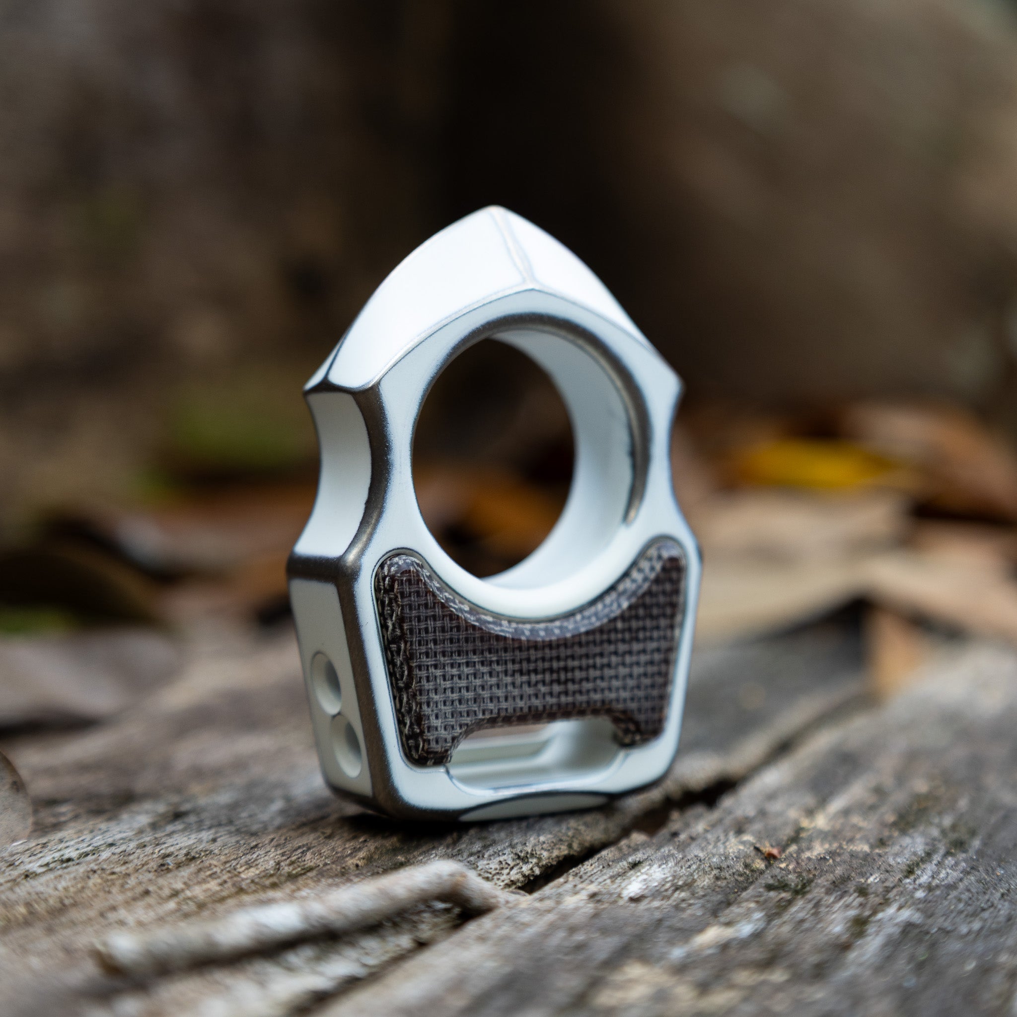 Semi-Custom Titanium Keychain Swampy Shark Snow White Stonewashed Cerakote