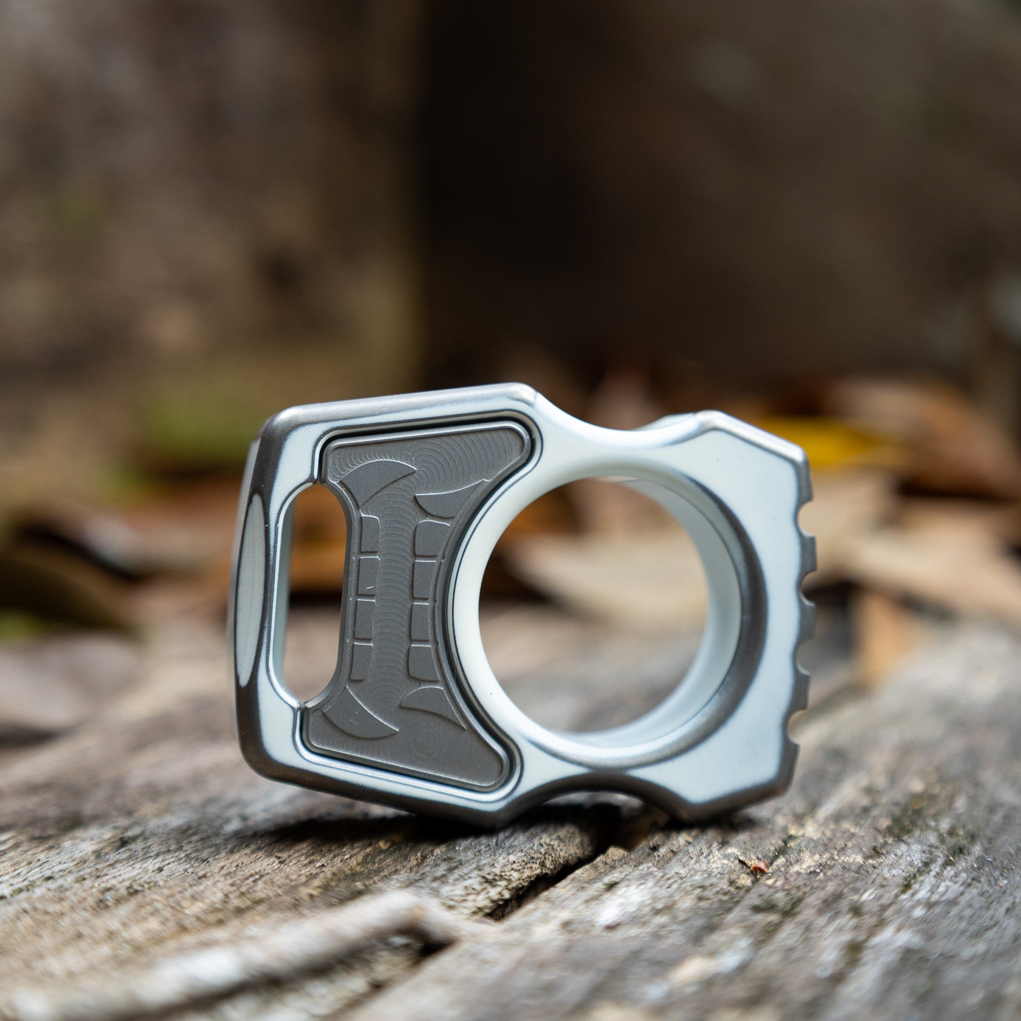 Semi-Custom Titanium EDC Keychain Swampy Whale Snow White Stonewashed Cerakote