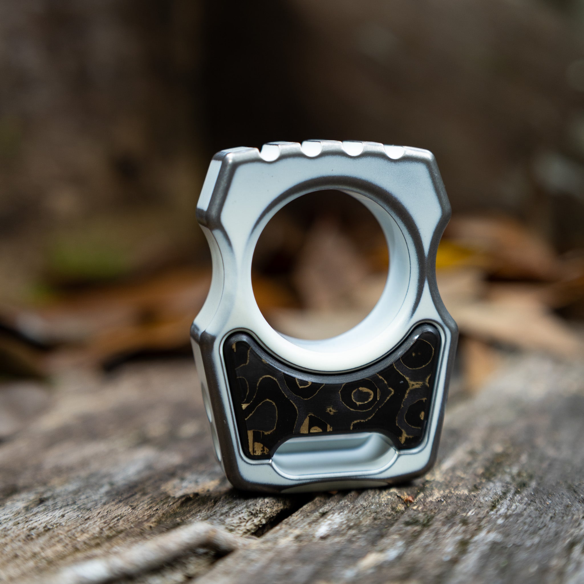 Semi-Custom Titanium EDC Keychain Swampy Whale Snow White Stonewashed Cerakote